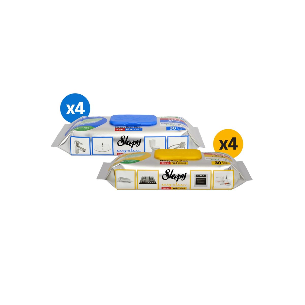 Sleepy Easy Clean Süper Yağ Çözücü&Kireç Sökücü Yüzey Temizlik Havlusu&Mendili 8x30 (240 Yaprak)