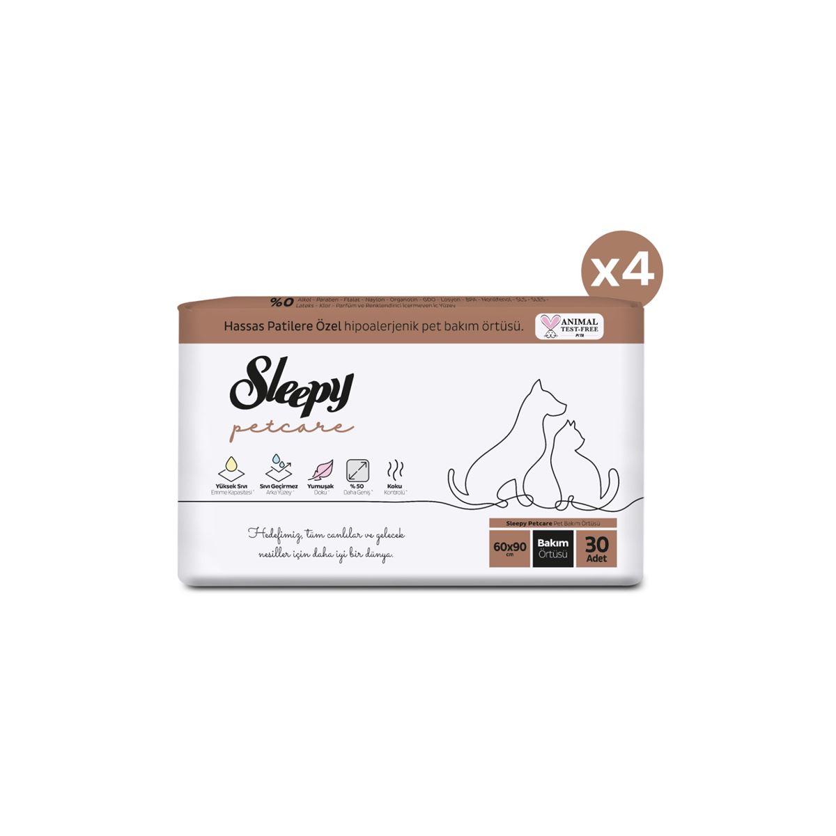 Sleepy Petcare Pet Bakım Örtüsü 60x90 cm 4X30 (120 Adet)