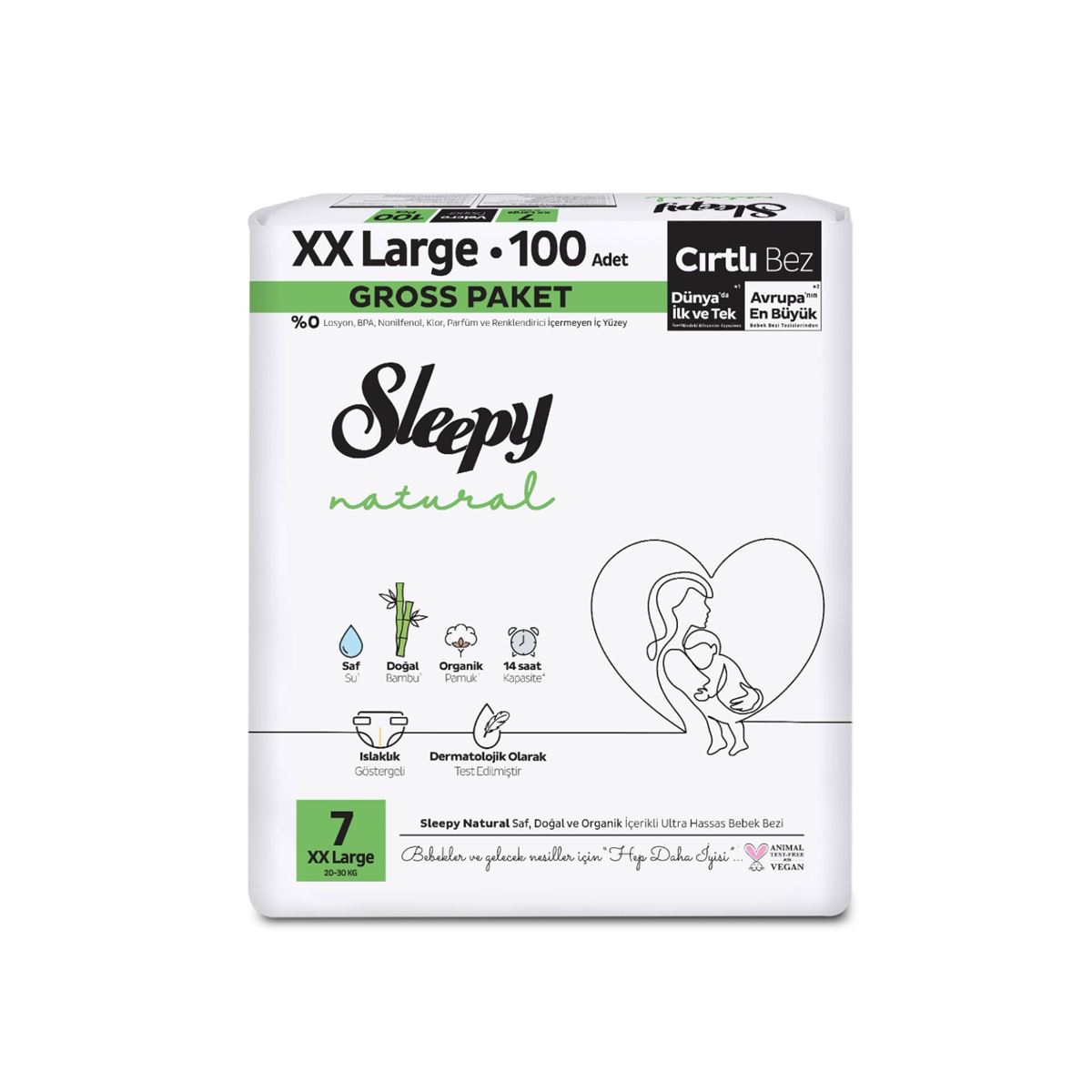 Sleepy Natural Gross Paket Bebek Bezi 7 Numara Xxlarge 100 Adet