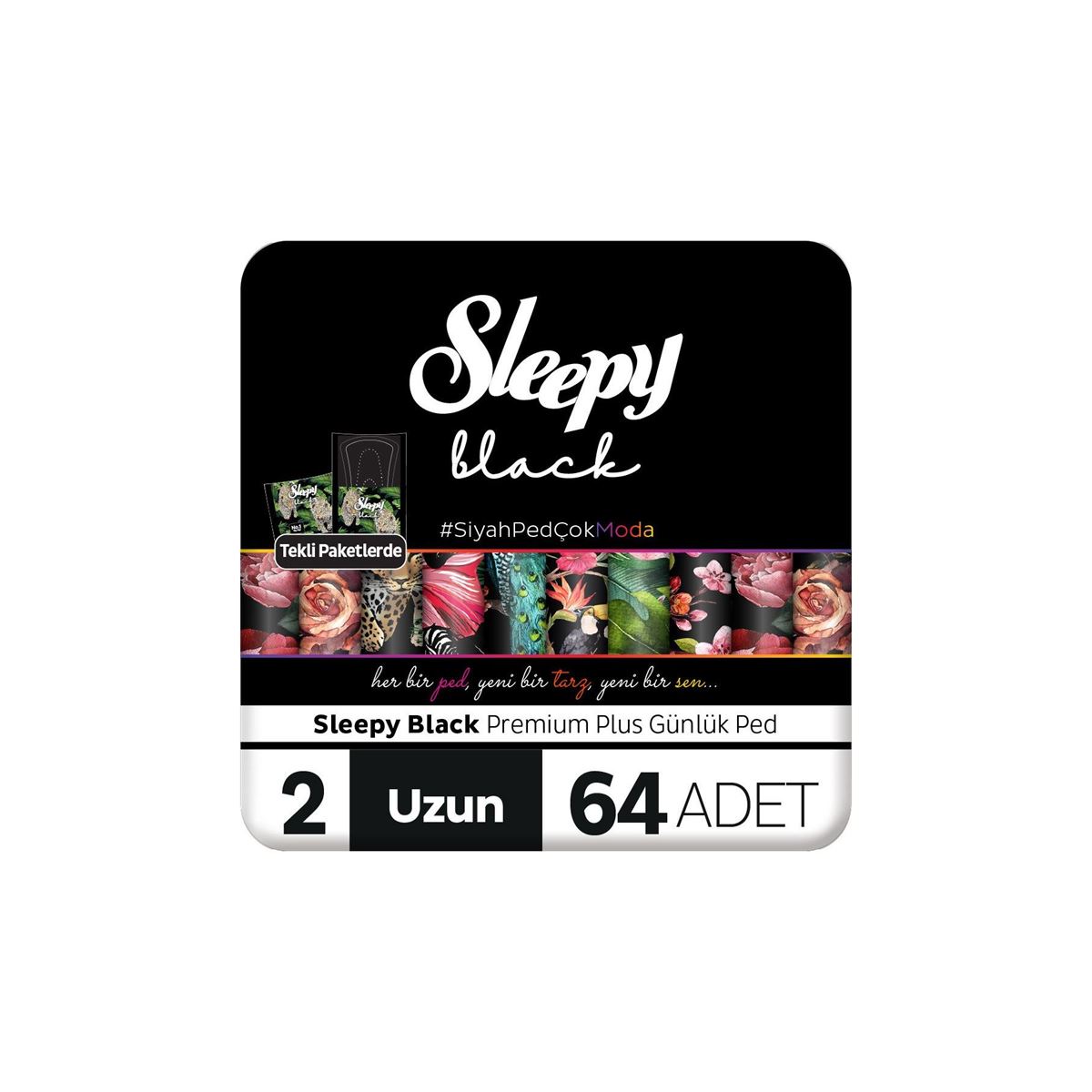 Sleepy Black Premium Plus Günlük Ped Uzun 64 Adet Ped