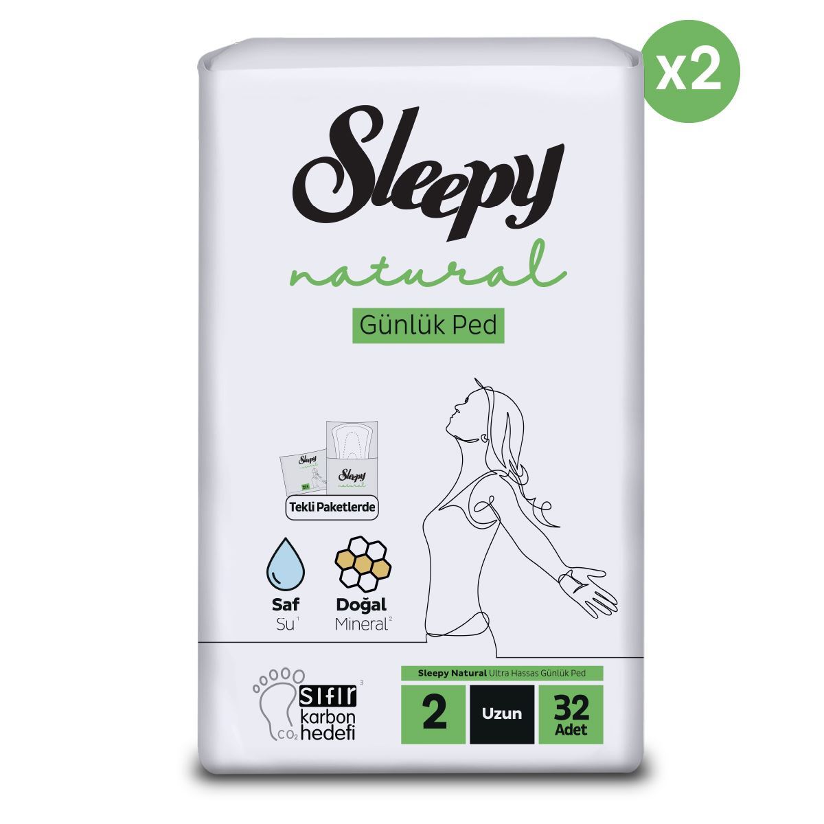 Sleepy Natural Ultra Hassas Günlük Ped Uzun 64 Adet Ped