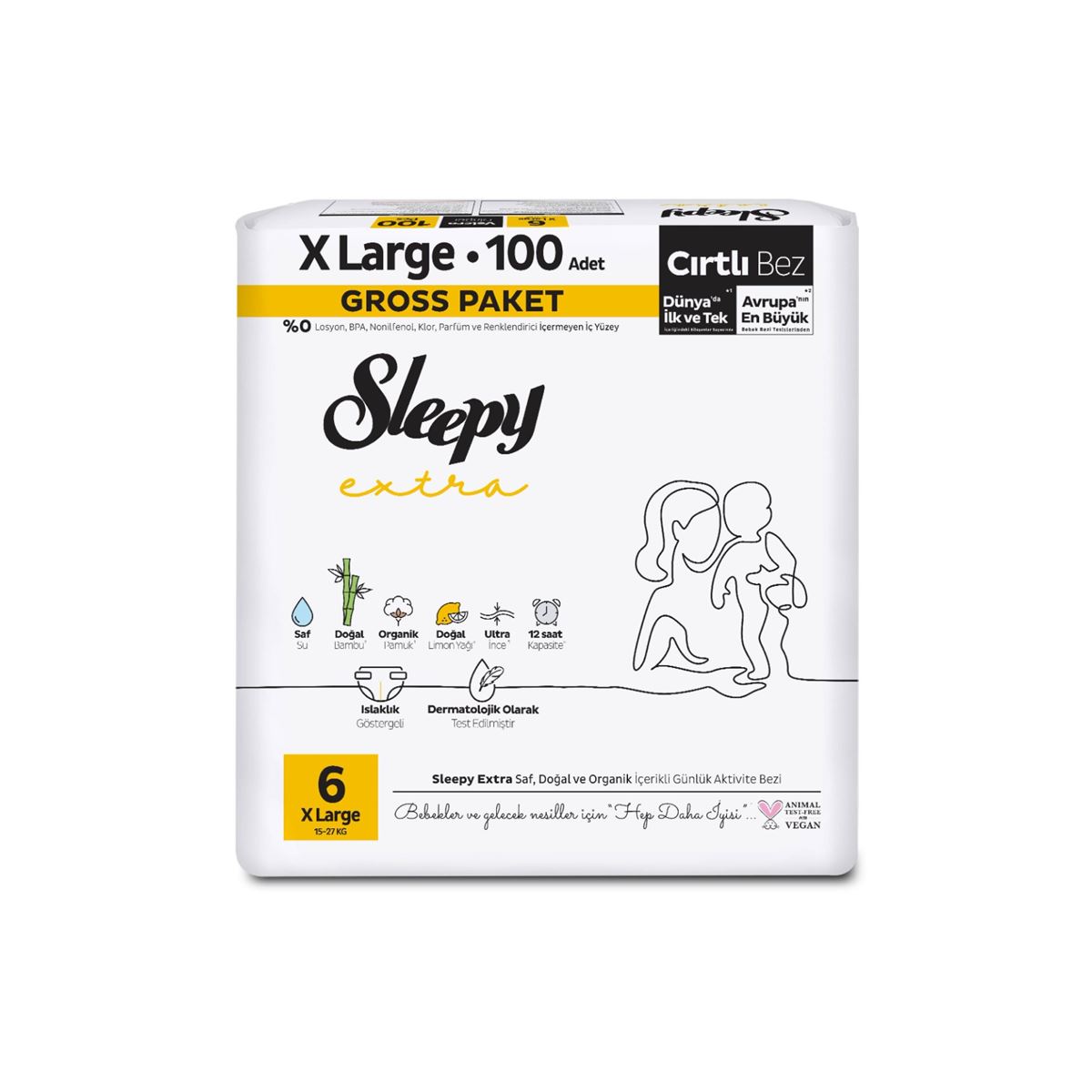 Sleepy Extra Günlük Aktivite Gross Paket Bebek Bezi 6 Numara Xlarge 100 Adet