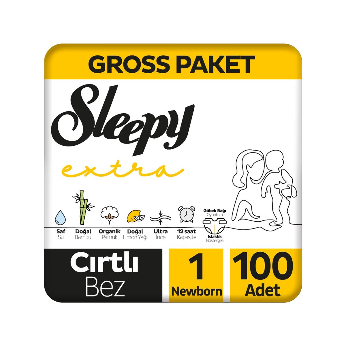 Sleepy Extra Günlük Aktivite Gross Paket Bebek Bezi 1 Numara Newborn 100 Adet