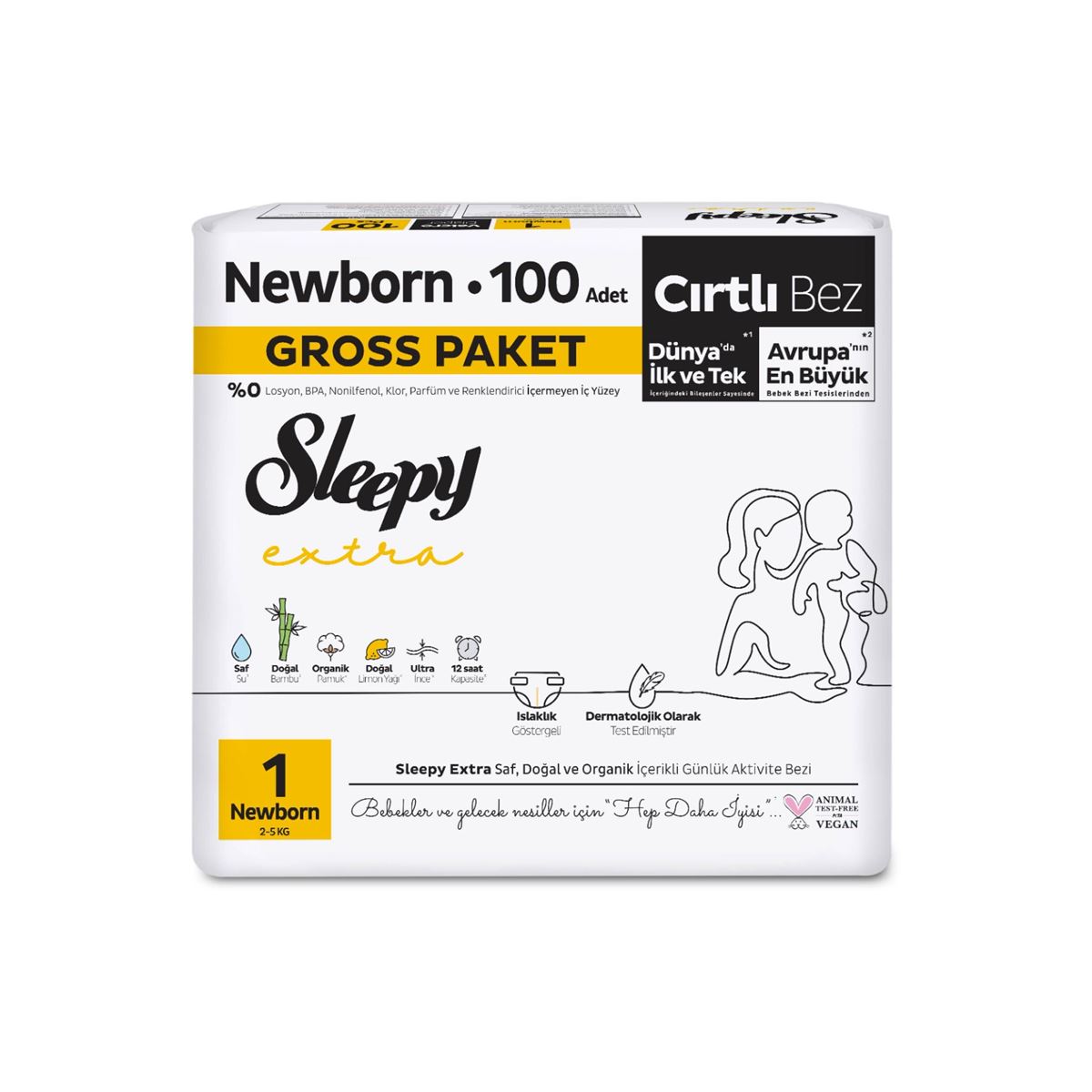 Sleepy Extra Günlük Aktivite Gross Paket Bebek Bezi 1 Numara Newborn 100 Adet