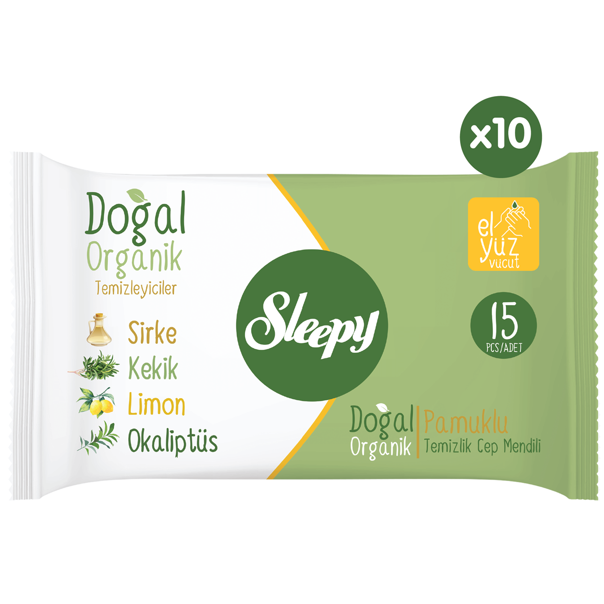 Sleepy Doğal Organik Pamuklu Cep Mendili 10X15