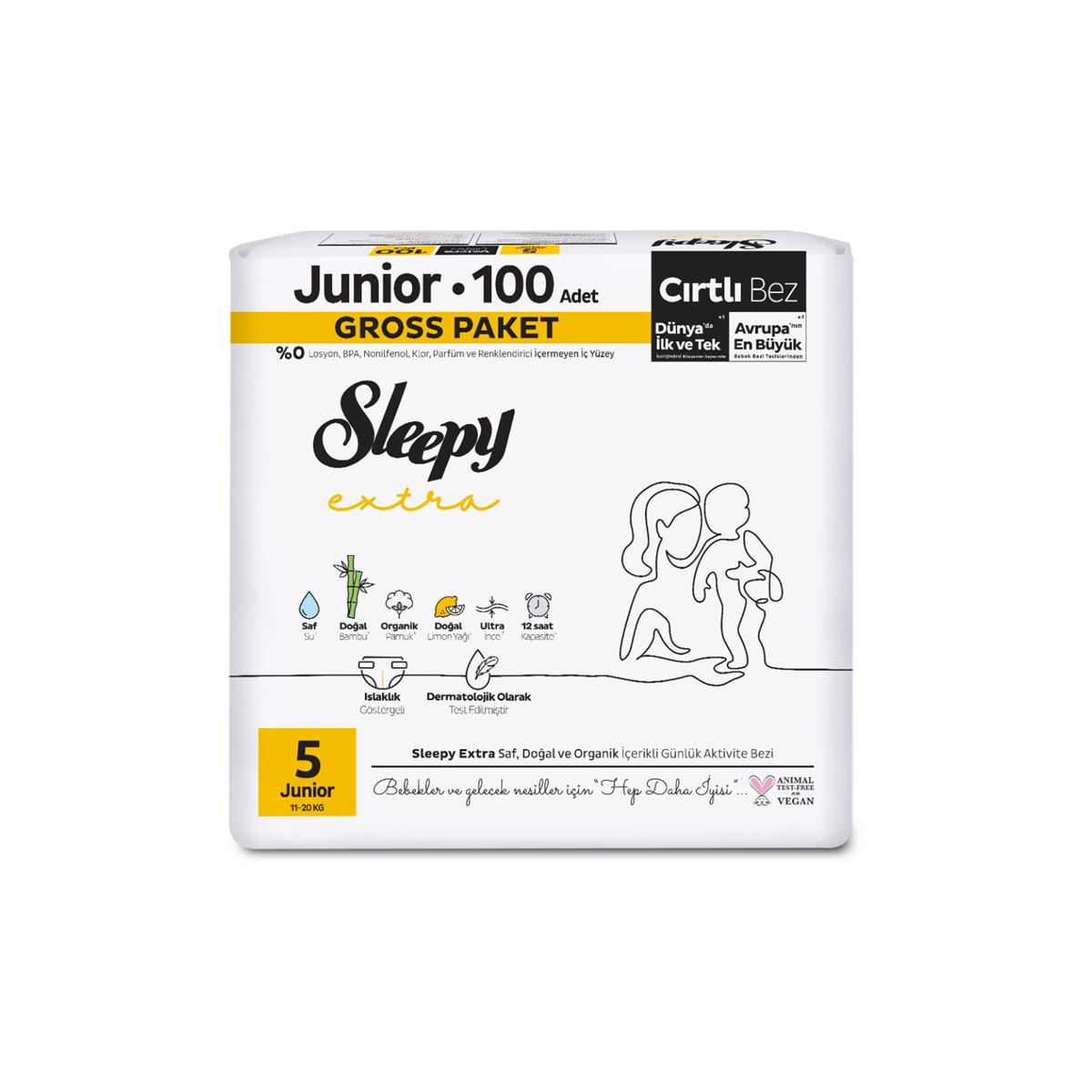 Sleepy Extra Günlük Aktivite Gross Paket Bebek Bezi 5 Numara Junior 100 Adet