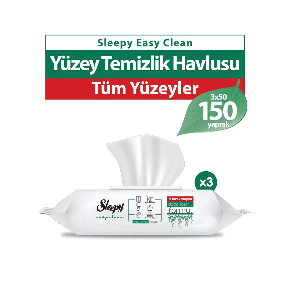 Sleepy Easy Clean Yüzey Temizlik Havlusu&Mendili 3X50 (150 Yaprak)