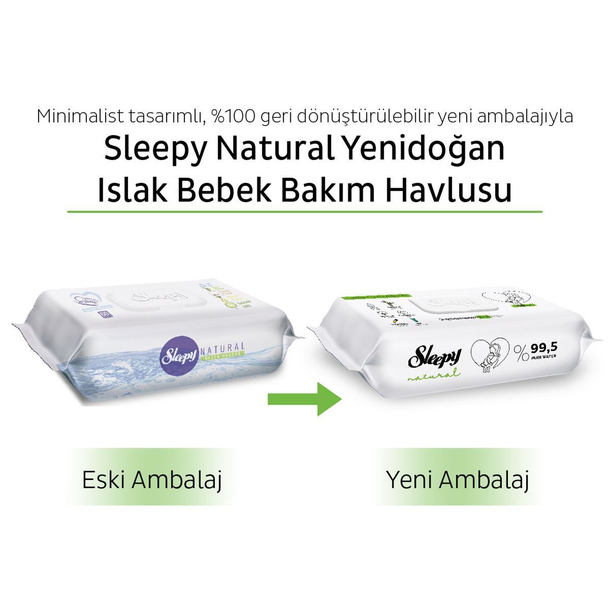 Sleepy Natural Yenidoğan Islak Bebek Bakım Havlusu 12x90 (1080 Yaprak)