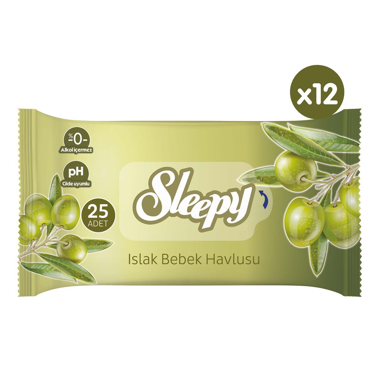 Sleepy Doğal Zeytinyağlı ve Pamuklu Islak Bebek Havlusu 12x25 (300 Yaprak)