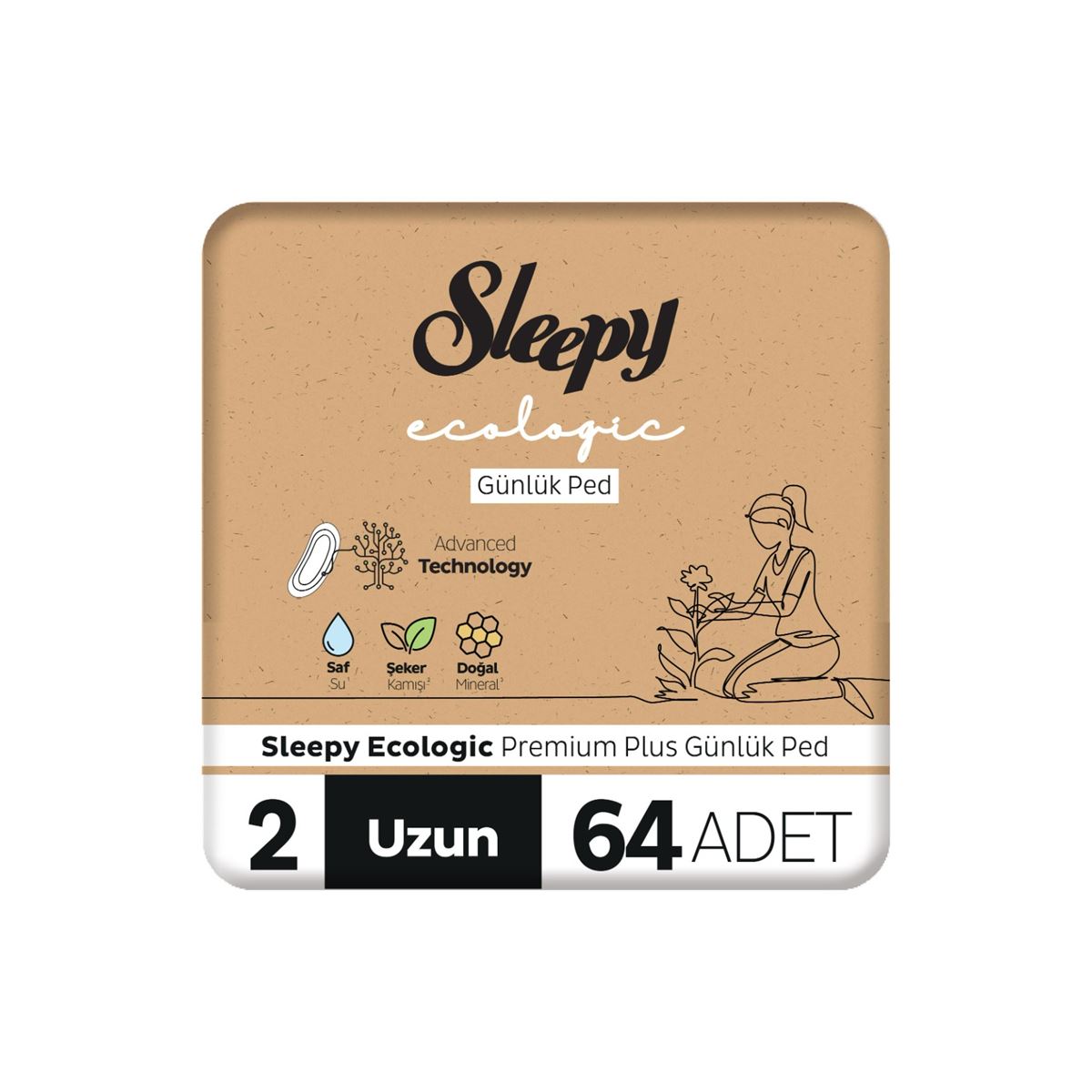 Sleepy Ecologic Premium Plus Günlük Ped Uzun 64 Adet Ped