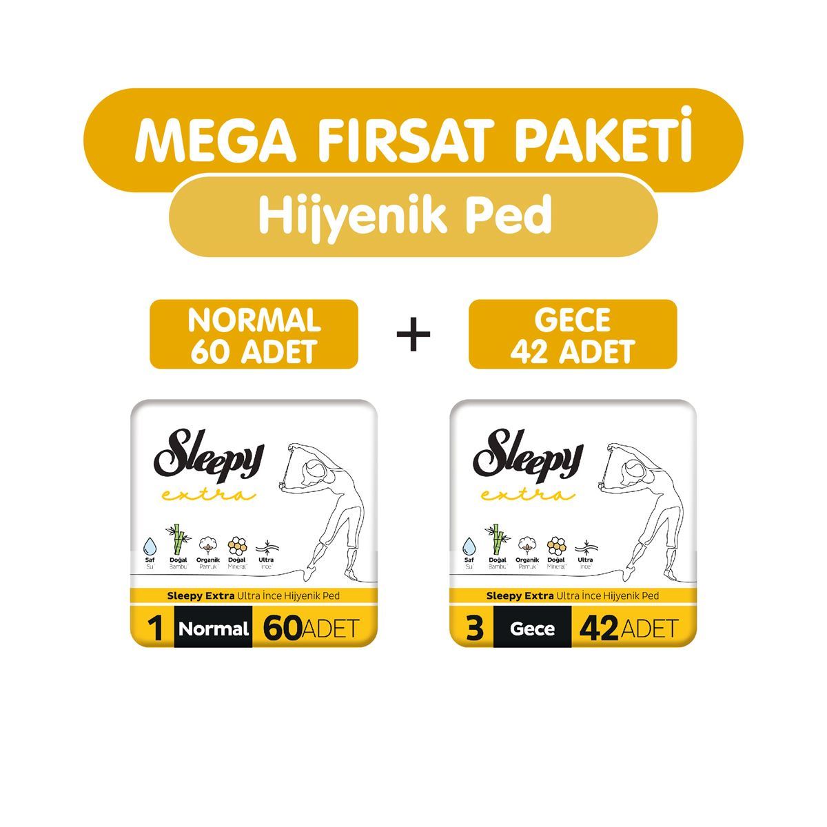 Sleepy Extra Ultra İnce Hijyenik Ped 102 Adet Ped Mega Fırsat Paketi