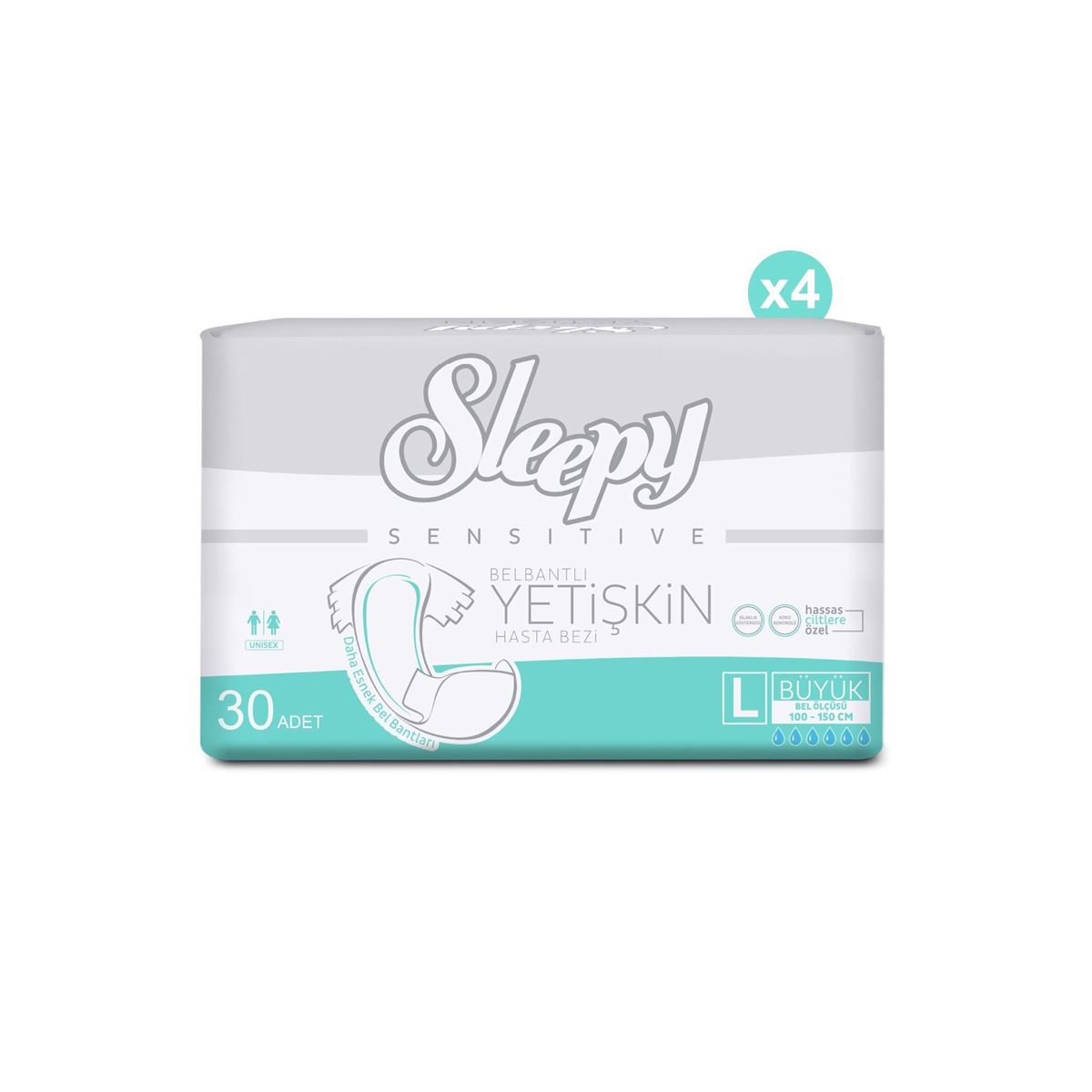 4'lü Sleepy Large Yetişkin Hasta Bezi 30x4 Adet (120 Adet)