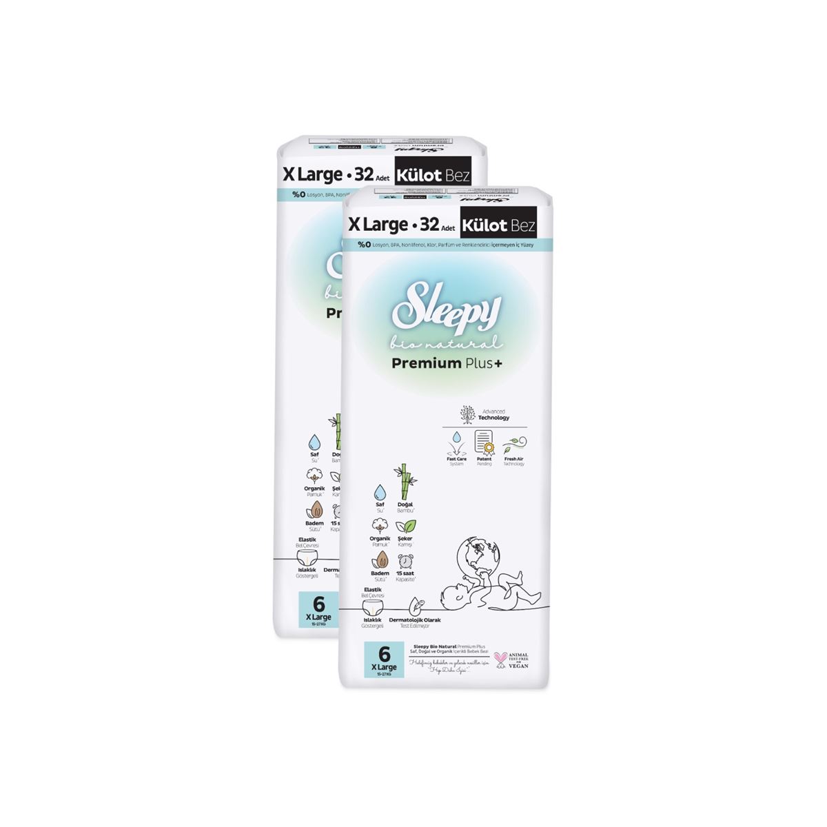 Sleepy Bio Natural Premium Plus Süper Paket Külot Bez 6 Numara Xlarge 64 Adet