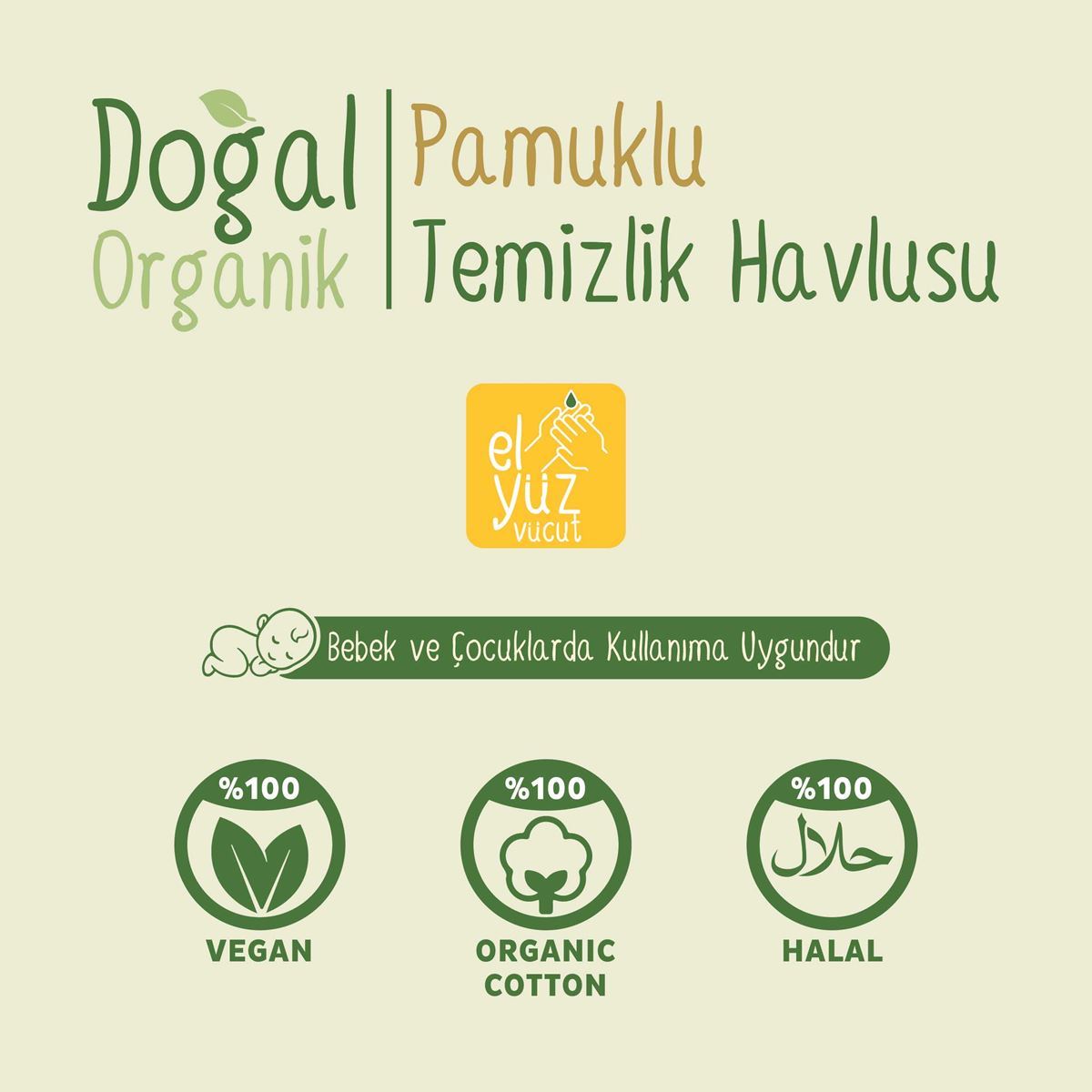 Sleepy Doğal Organik Pamuklu Temizlik Havlusu 24X50