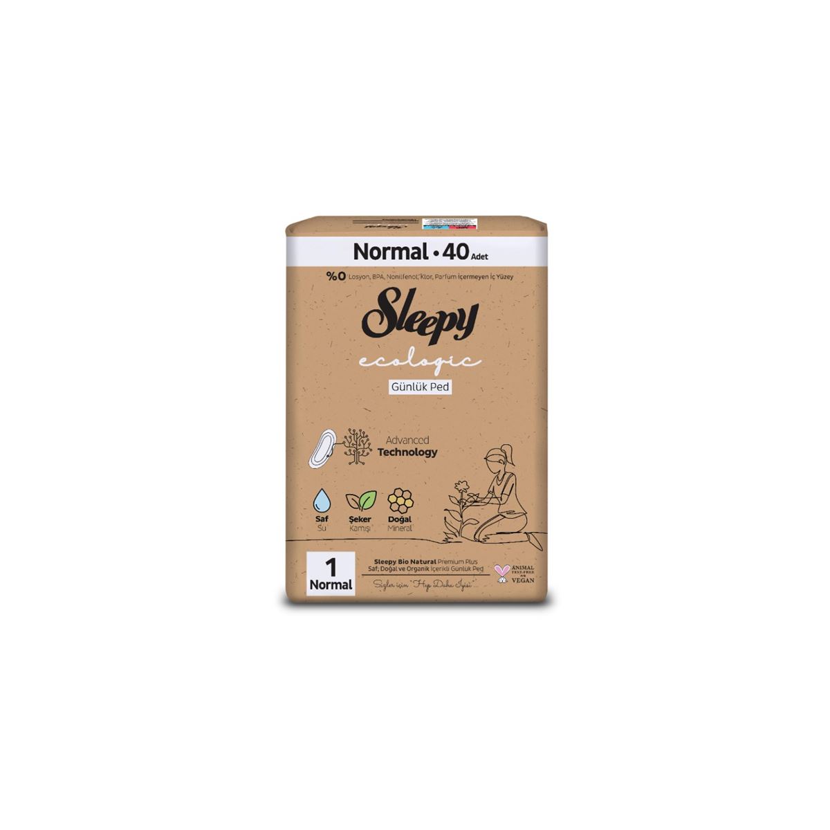 Sleepy Ecologic Premium Plus Günlük Ped Normal 40 Adet Ped