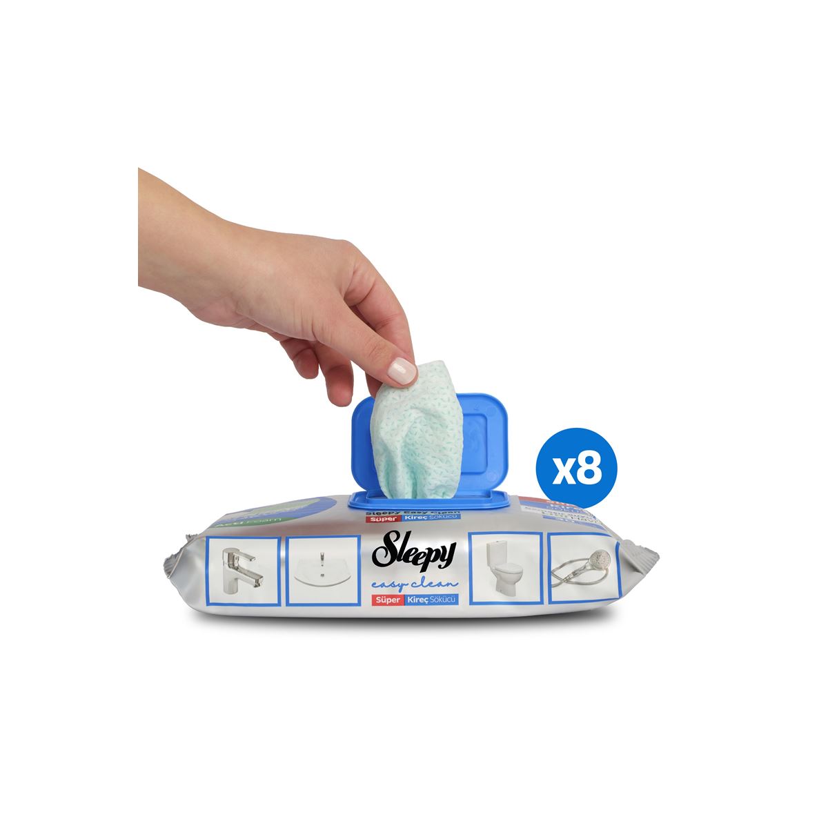 Sleepy Easy Clean Süper Kireç Sökücü Yüzey Temizlik Havlusu&Mendili 8x30 (240 Yaprak)