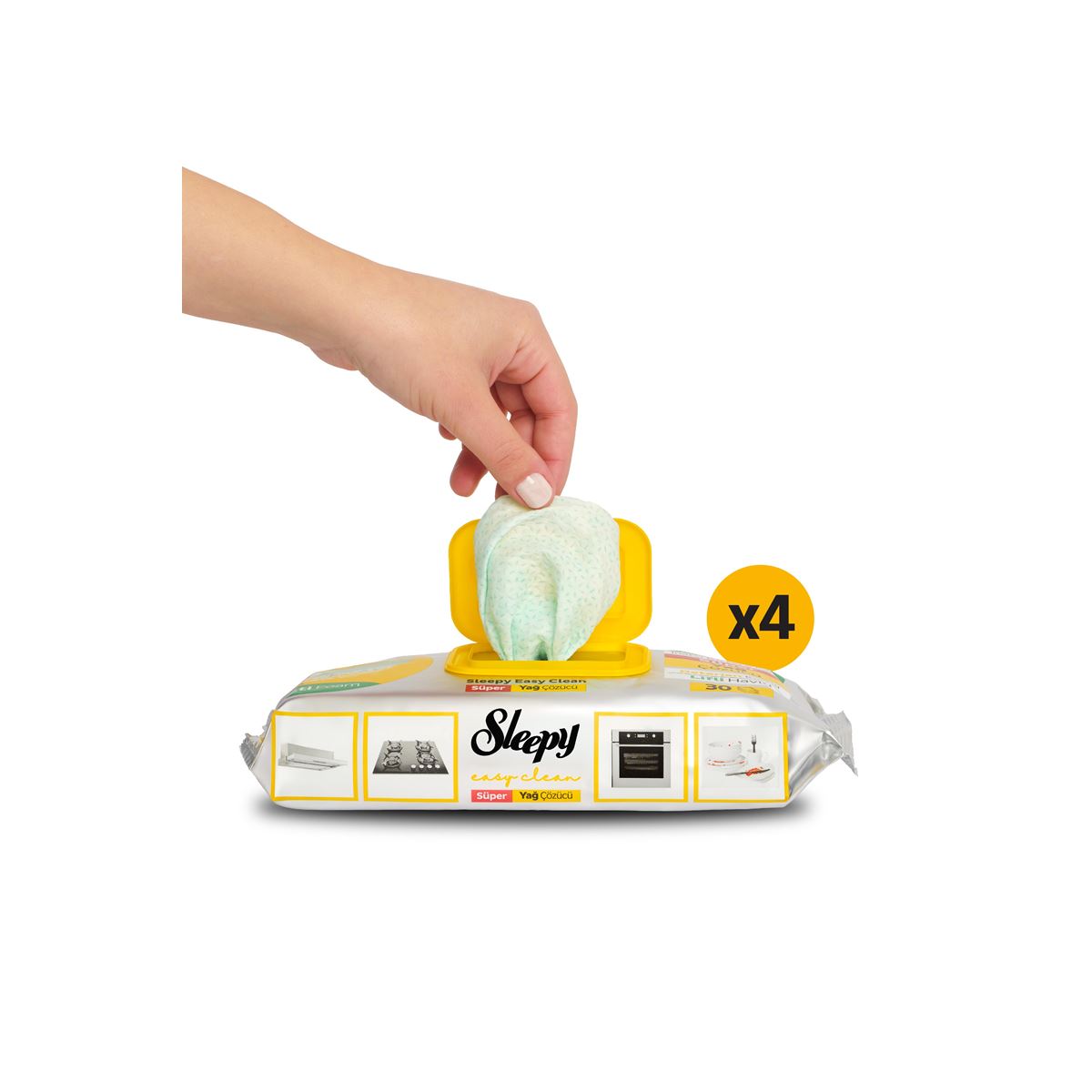 Sleepy Easy Clean Süper Yağ Çözücü Yüzey Temizlik Havlusu&Mendili 4x30 (120 Yaprak)