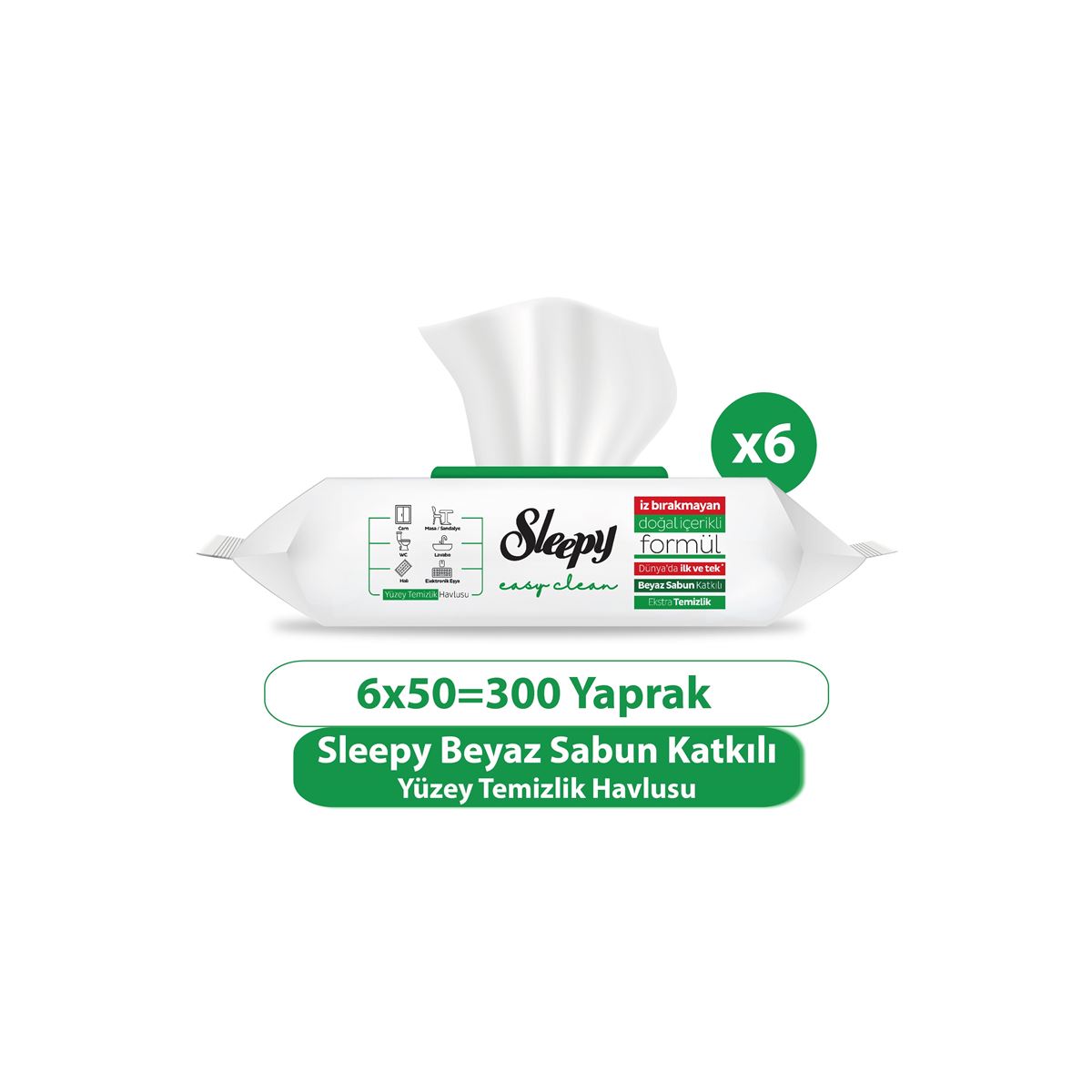 Sleepy Easy Clean Yüzey Temizlik Havlusu&Mendili 6X50 (300 Yaprak)