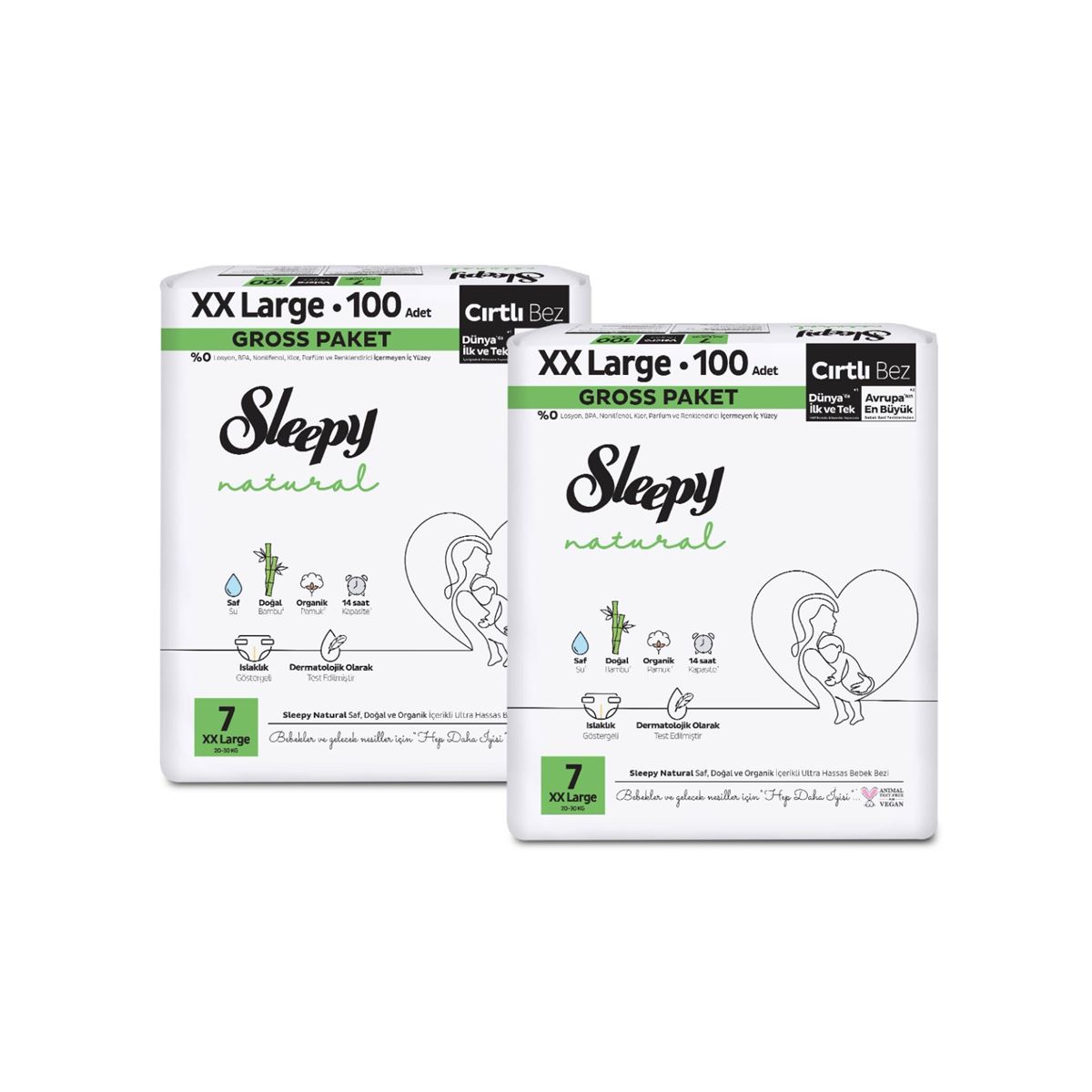 Sleepy Natural Gross Paket Bebek Bezi 7 Numara Xxlarge 200 Adet