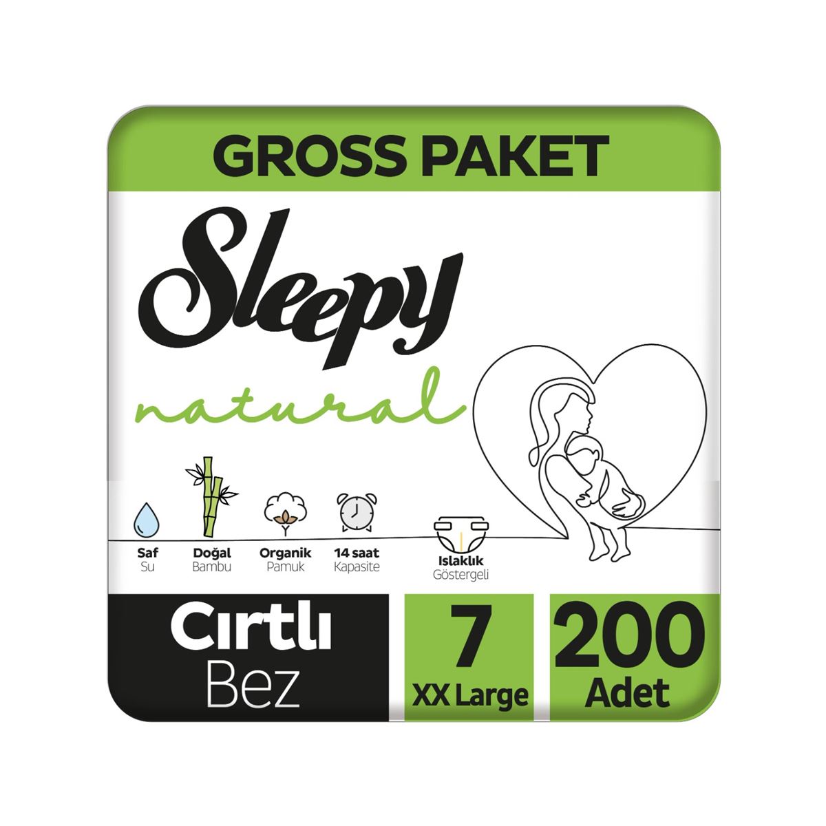 Sleepy Natural Gross Paket Bebek Bezi 7 Numara Xxlarge 200 Adet