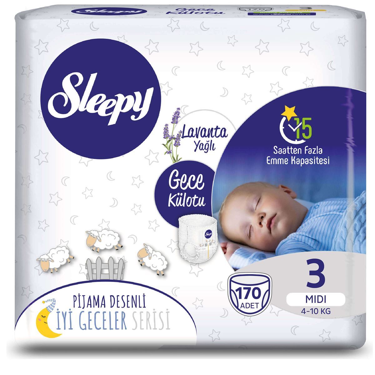 Sleepy Gece Külotu 3 Numara Midi 170 Adet