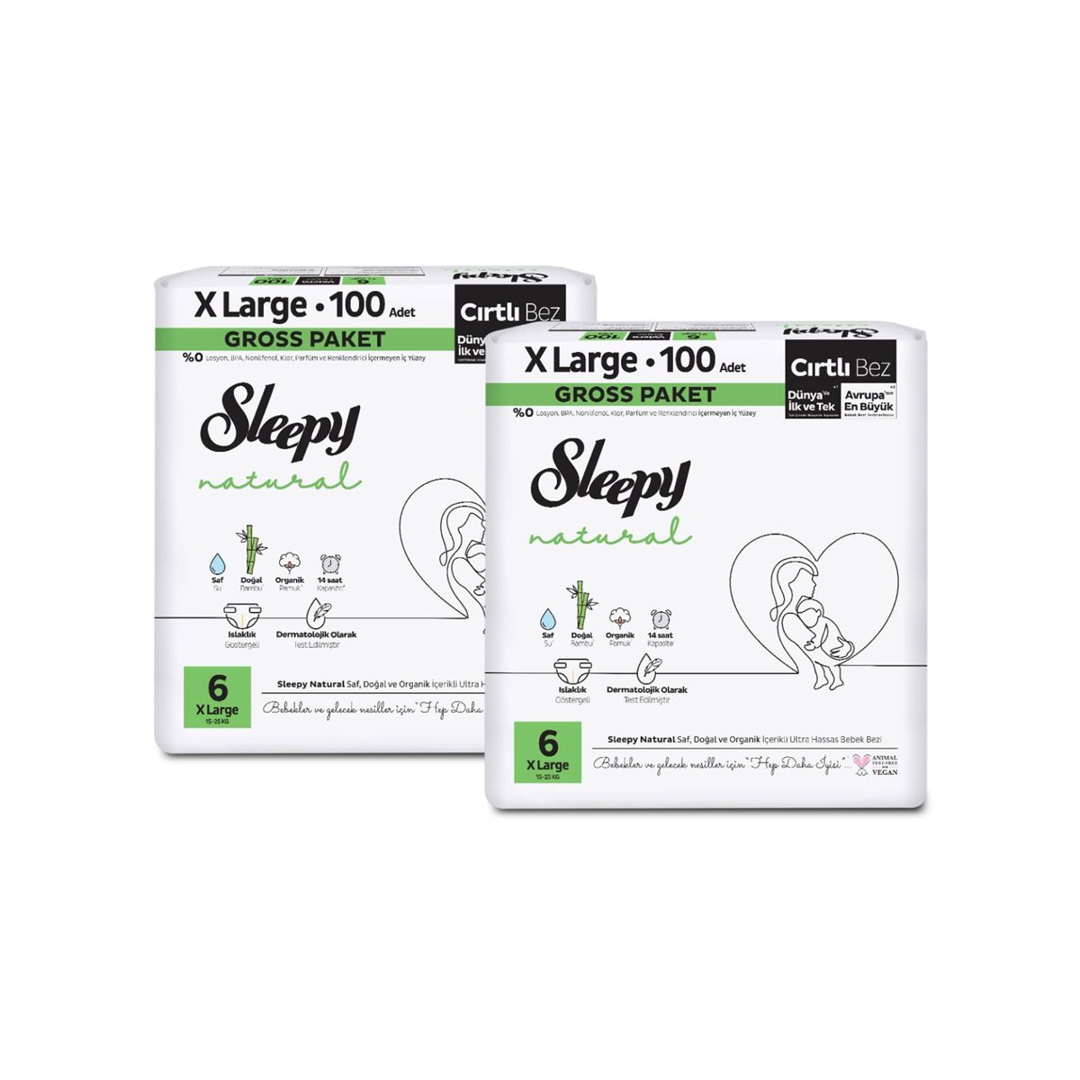 Sleepy Natural Gross Paket Bebek Bezi 6 Numara Xlarge 200 Adet