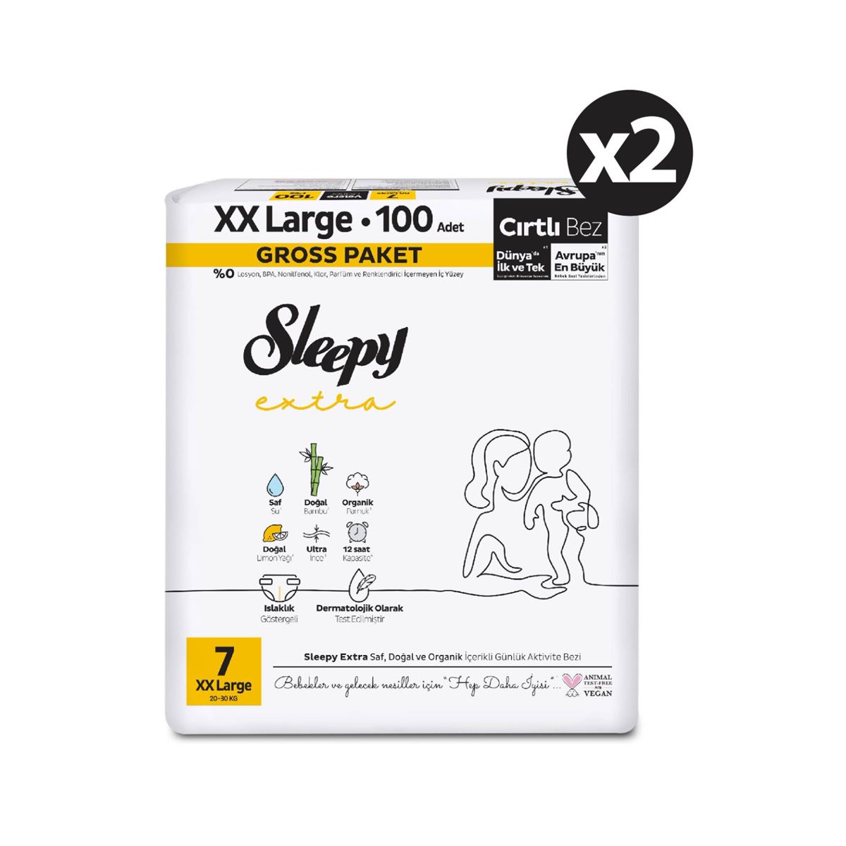 Sleepy Extra Günlük Aktivite Gross Paket Bebek Bezi 7 Numara Xxlarge 200 Adet