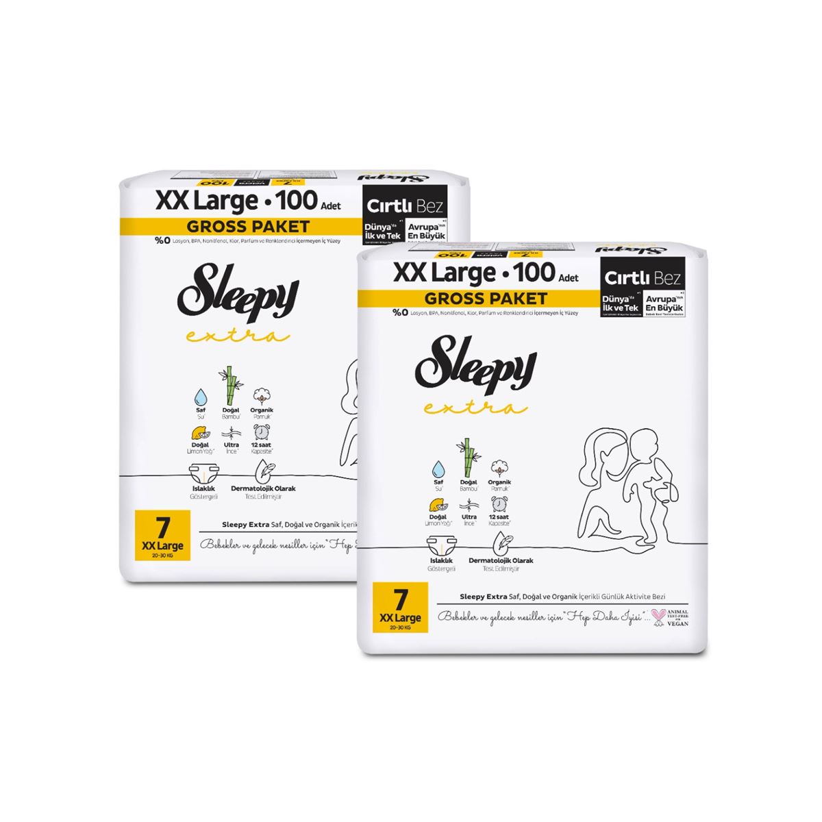 Sleepy Extra Günlük Aktivite Gross Paket Bebek Bezi 7 Numara Xxlarge 200 Adet