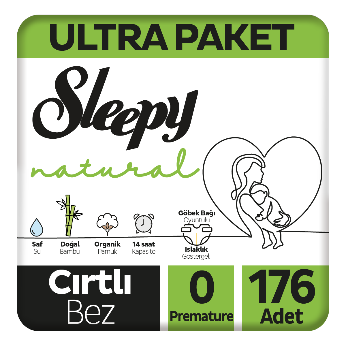 Sleepy Natural Ultra Paket Bebek Bezi 0 Numara Premature 176 Adet