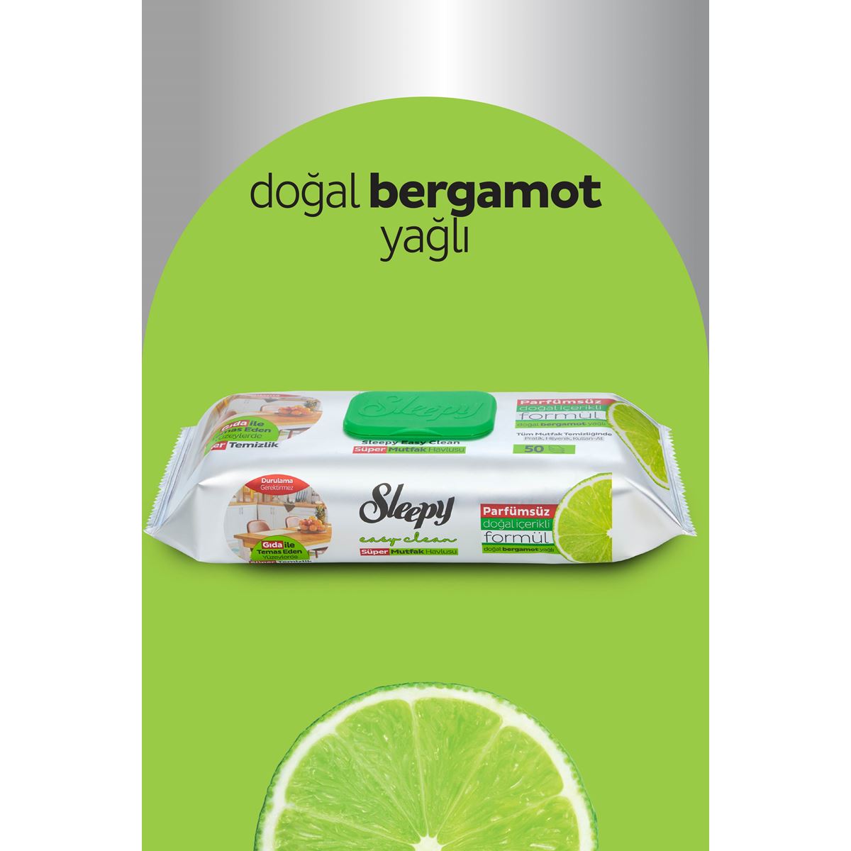 Sleepy Easy Clean Süper Yüzey Temizlik Mutfak Havlusu&Mendili Bergamot Yağlı 50 Yaprak