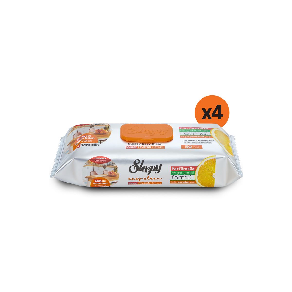 Easy Clean Süper Yüzey Temizlik Mutfak Havlusu&Mendili Portakal Yağlı 4X50 (200 Yaprak)