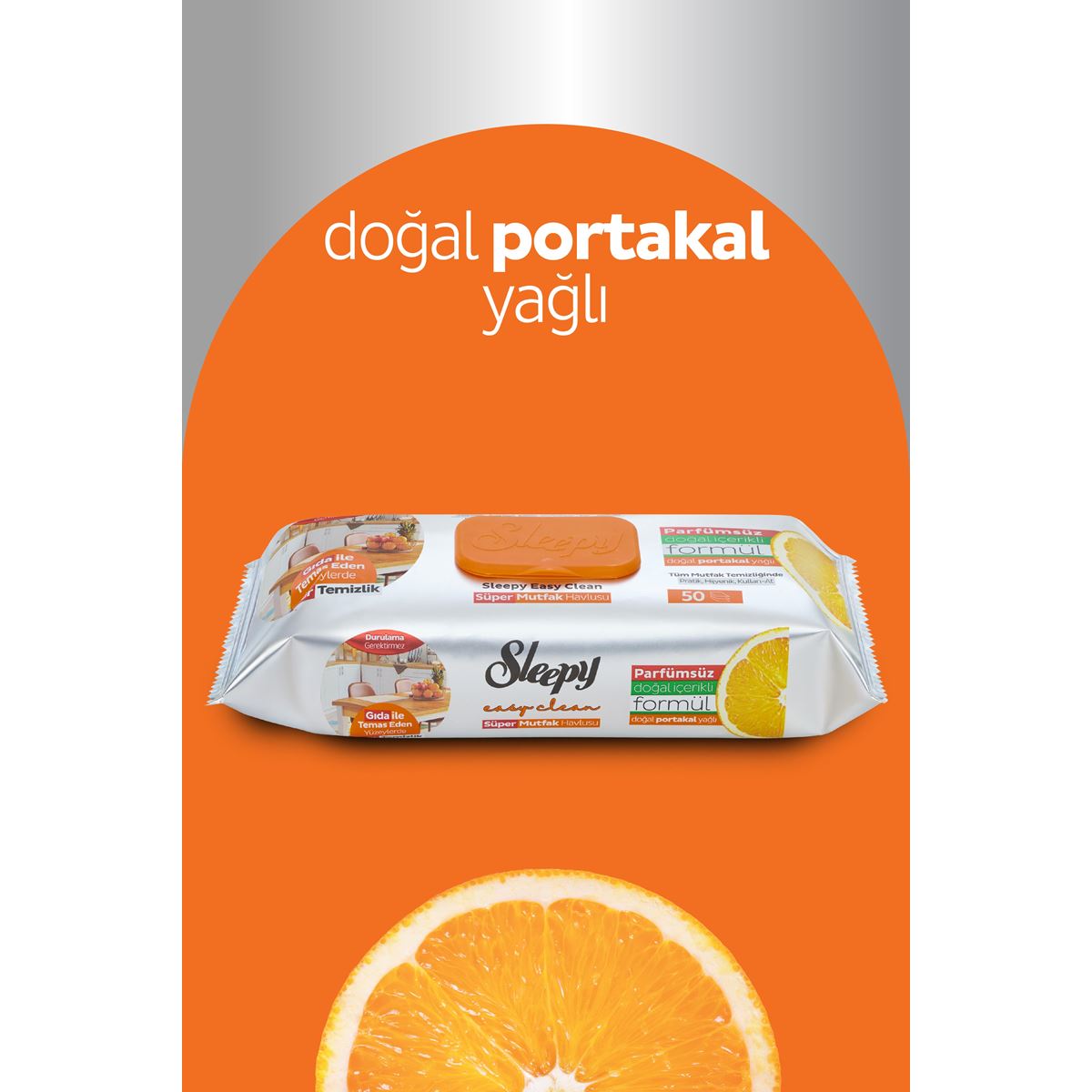 Easy Clean Süper Yüzey Temizlik Mutfak Havlusu&Mendili Portakal Yağlı 4X50 (200 Yaprak)