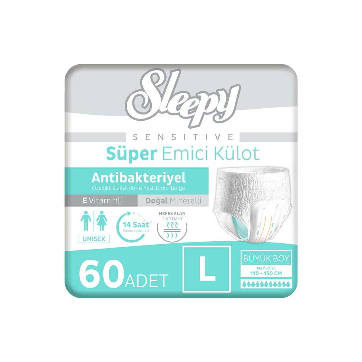 Sleepy Sensitive Antibakteriyel Emici Külot Large 30x2 60 Adet