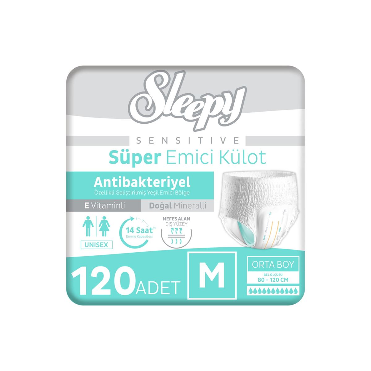 Sleepy Sensitive Antibakteriyel Emici Külot Medium 30x4 120 Adet