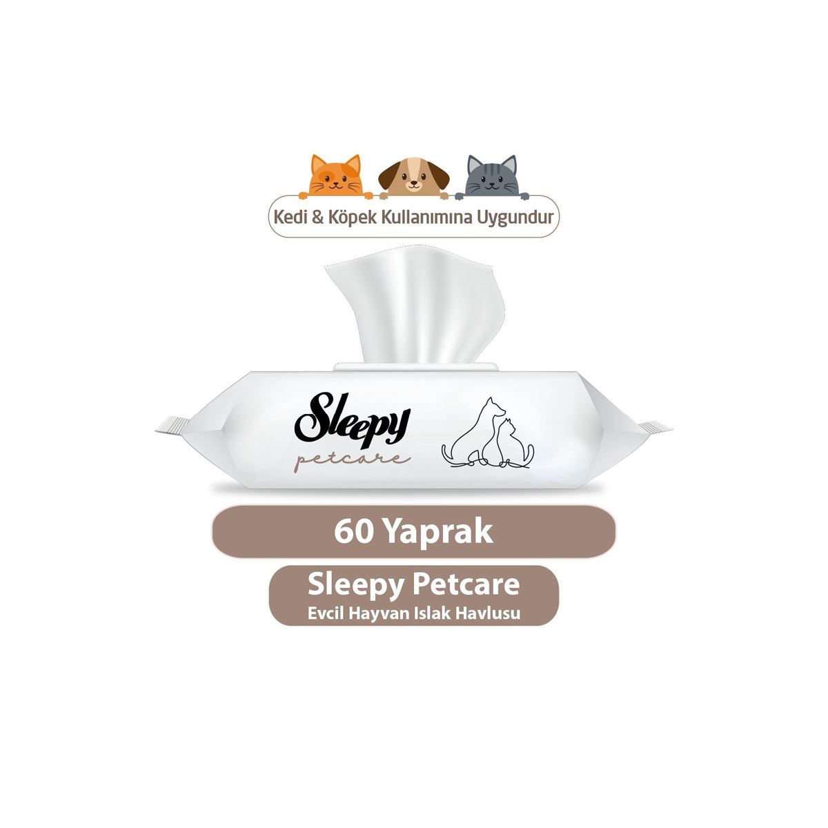 Sleepy Petcare Evcil Hayvan Islak Havlusu 60 Yaprak