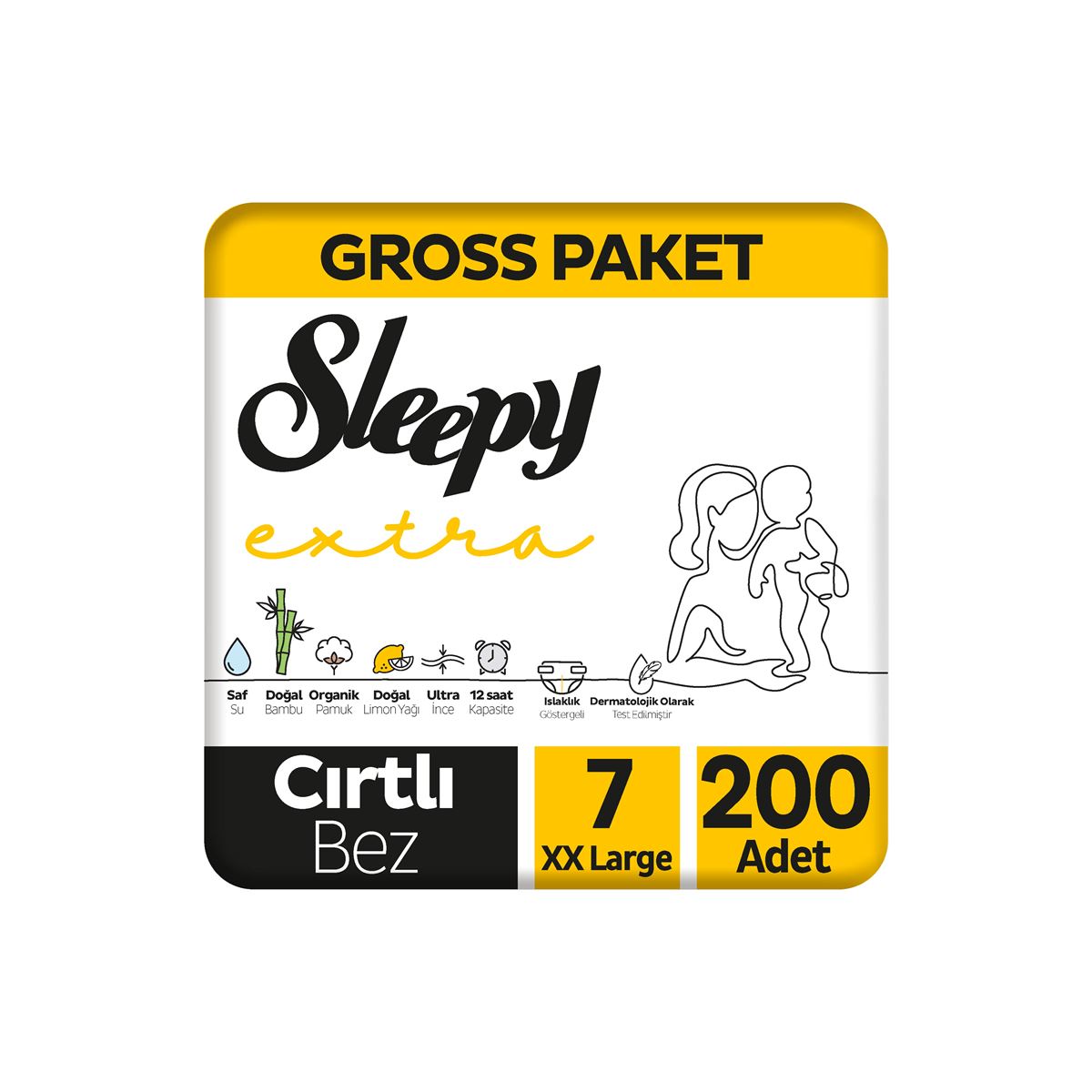 Sleepy Extra Günlük Aktivite Gross Paket Bebek Bezi 7 Numara Xxlarge 200 Adet