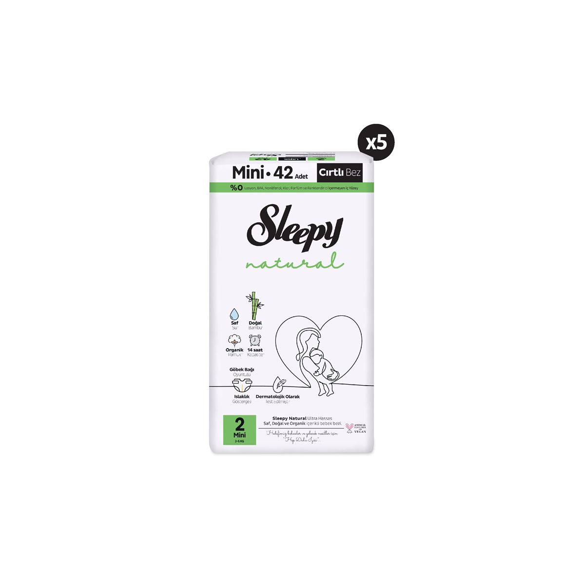 Sleepy Natural Büyük Fırsat Paketi Bebek Bezi 2 Numara Mini 210 Adet