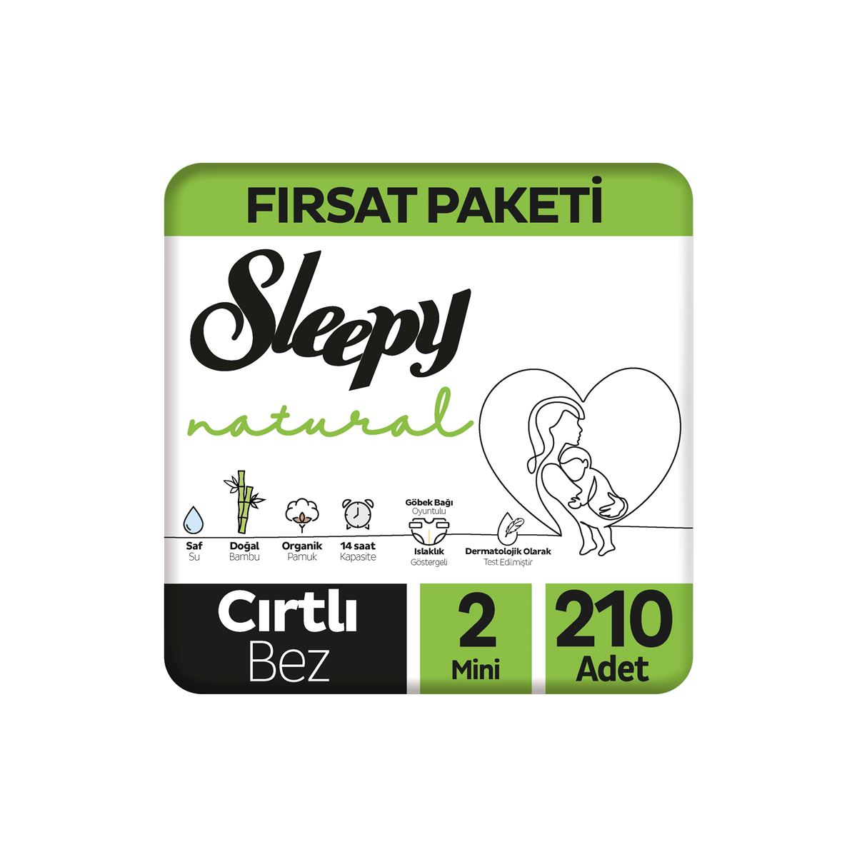 Sleepy Natural Büyük Fırsat Paketi Bebek Bezi 2 Numara Mini 210 Adet