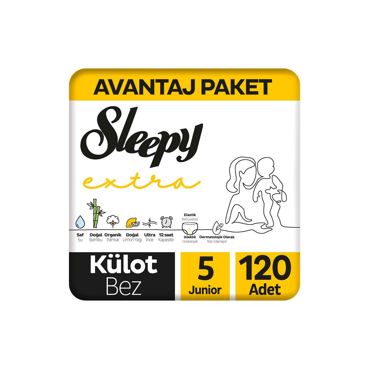 Sleepy Extra Günlük Aktivite Avantajlı Paket Külot Bez 5 Numara Junior 120 Adet