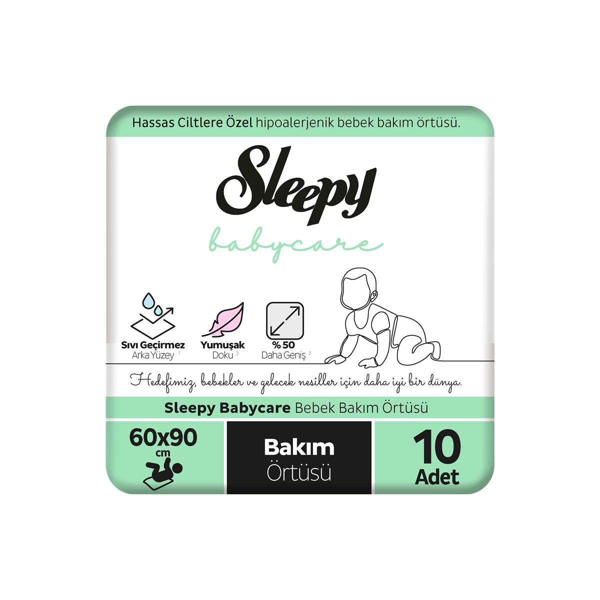 Sleepy Babycare Bebek Bakım Örtüsü 60x90 cm 10 Adet