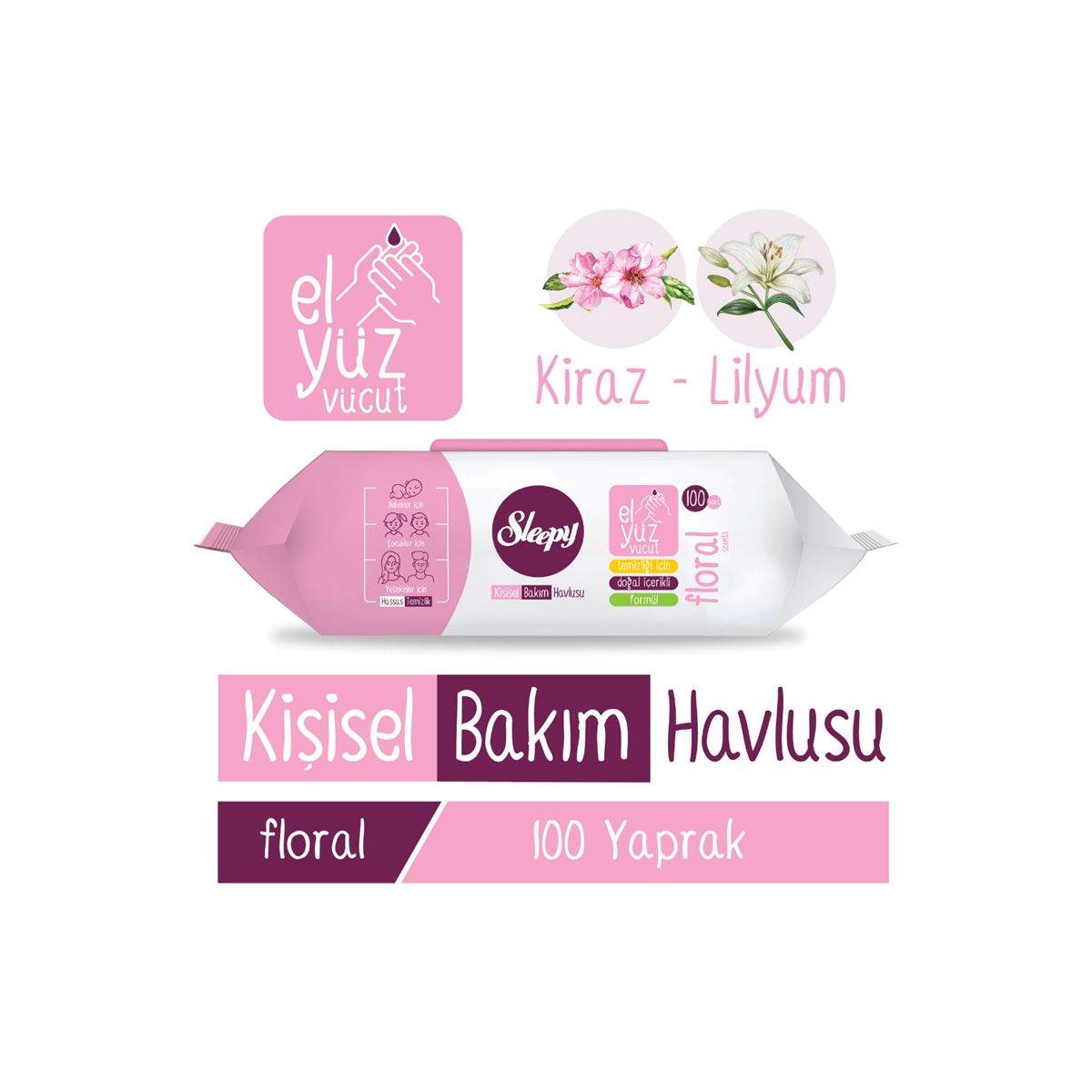 Sleepy Floral Kişisel Bakım Havlusu 100 Yaprak