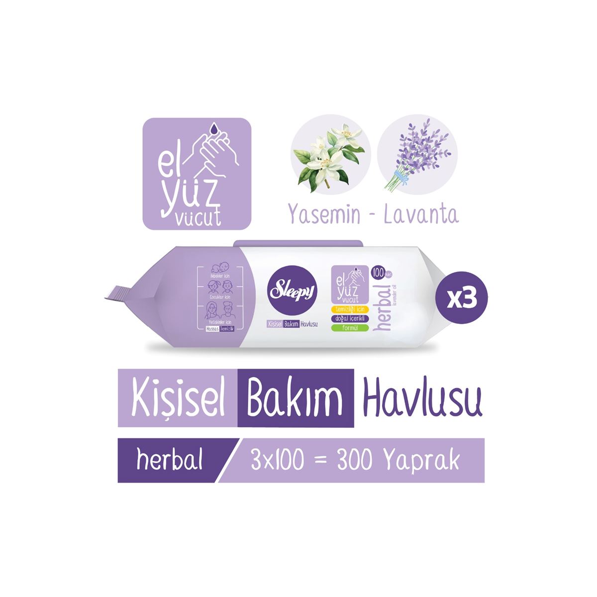 Sleepy Herbal Kişisel Bakım Havlusu 3x100 (300 Yaprak)
