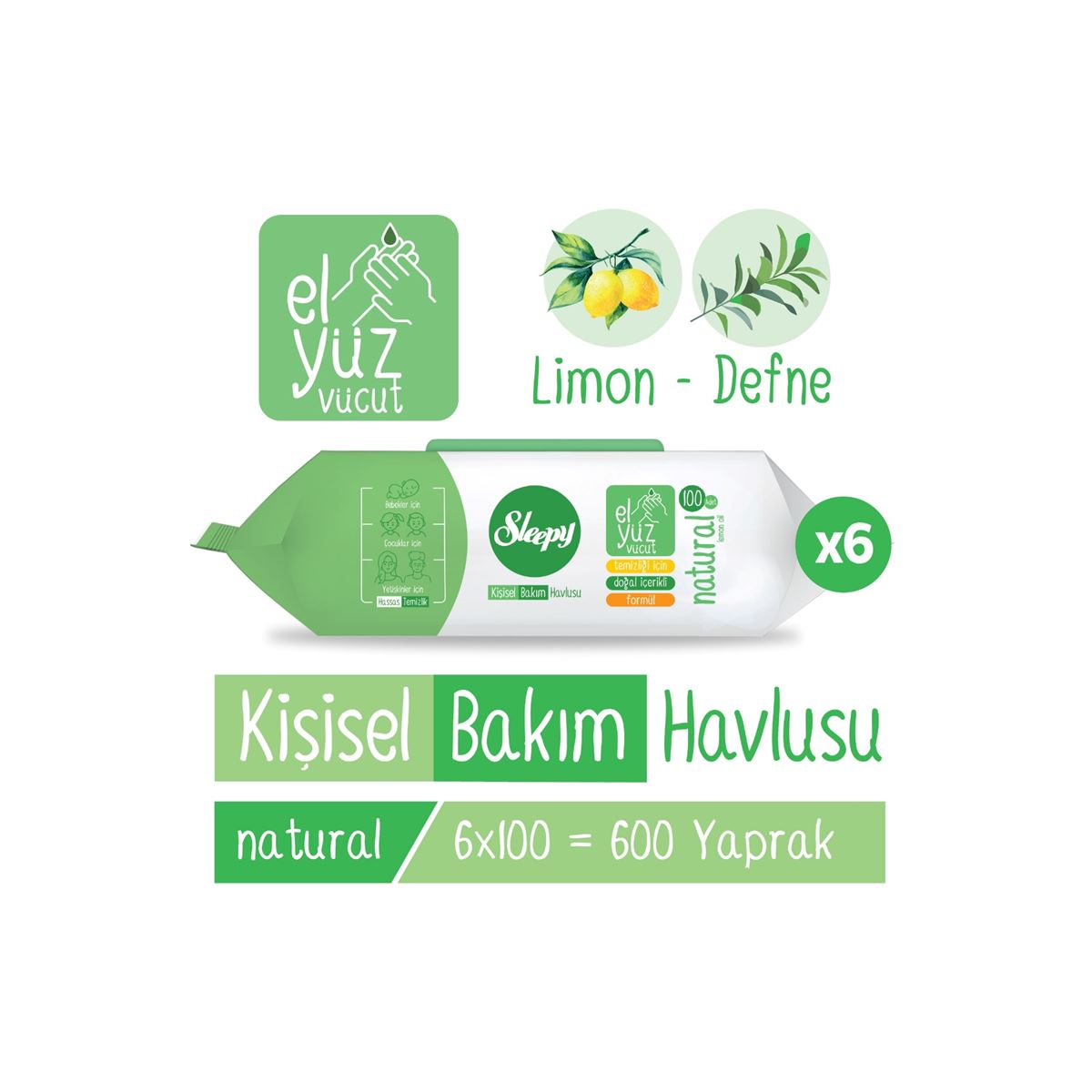 Sleepy Natural Kişisel Bakım Havlusu 6x100 (600 Yaprak)