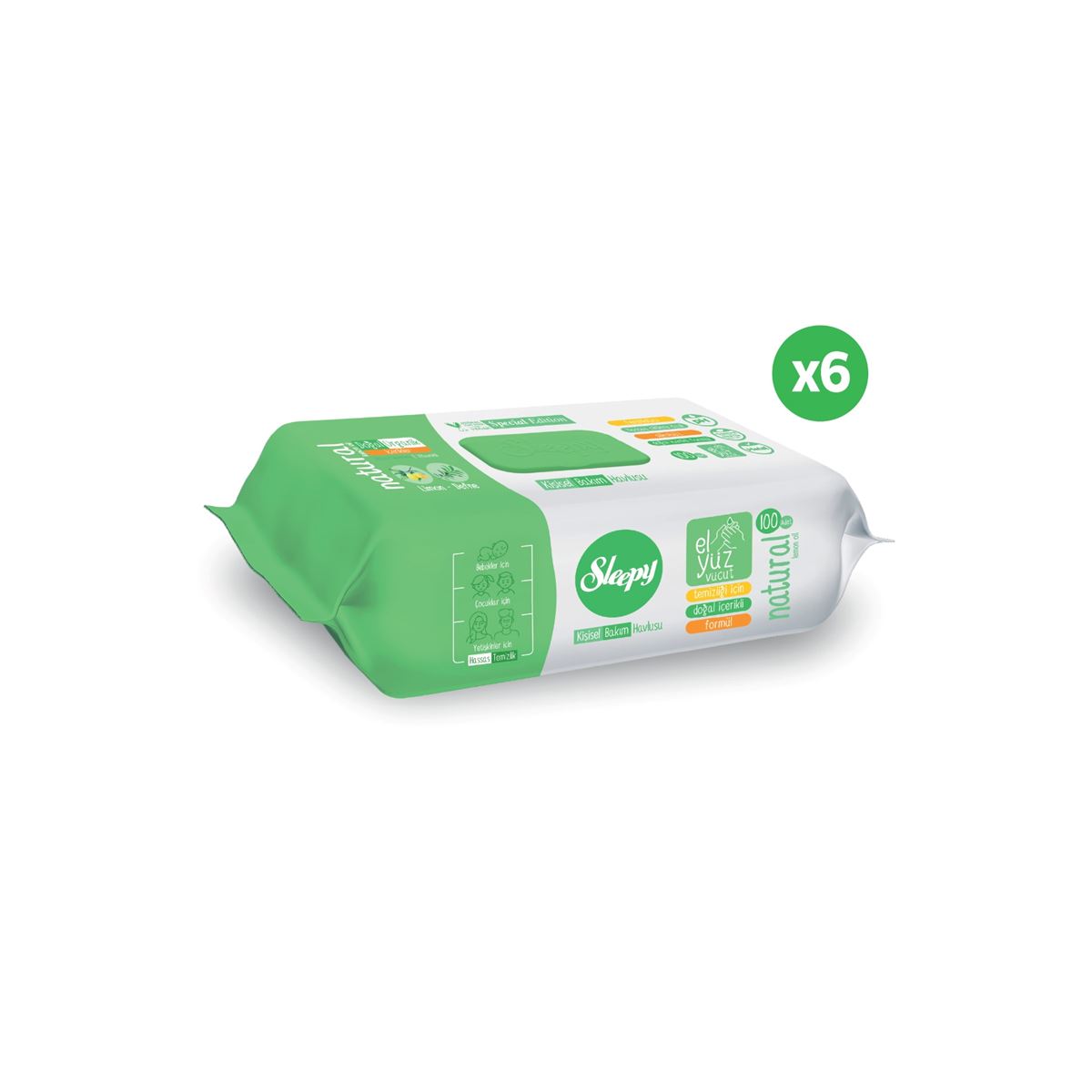 Sleepy Natural Kişisel Bakım Havlusu 6x100 (600 Yaprak)