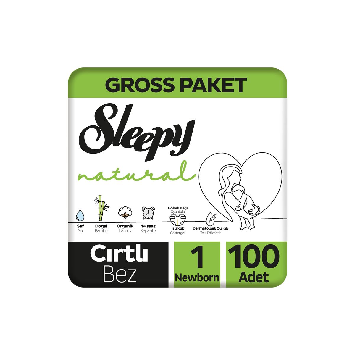 Sleepy Natural Gross Paket Bebek Bezi 1 Numara Newborn 100 Adet