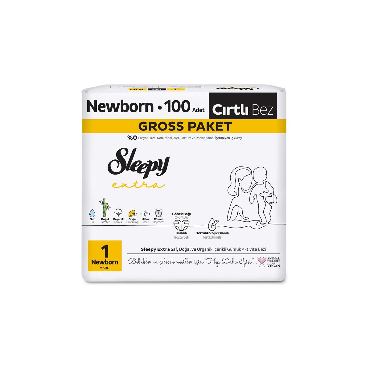 Sleepy Extra Günlük Aktivite Gross Paket Bebek Bezi 1 Numara Newborn 100 Adet