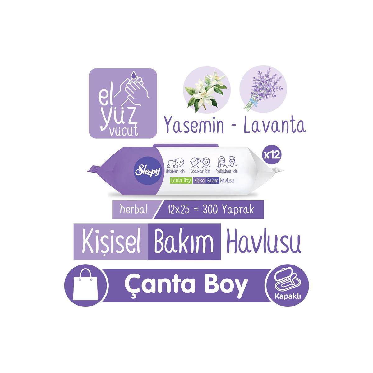 Sleepy Herbal Kişisel Bakım Havlusu Çanta Boy 12x25 (300 Yaprak)