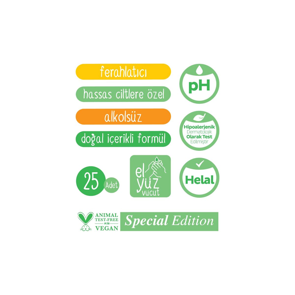 Sleepy Natural Kişisel Bakım Havlusu Çanta Boy 25 Yaprak