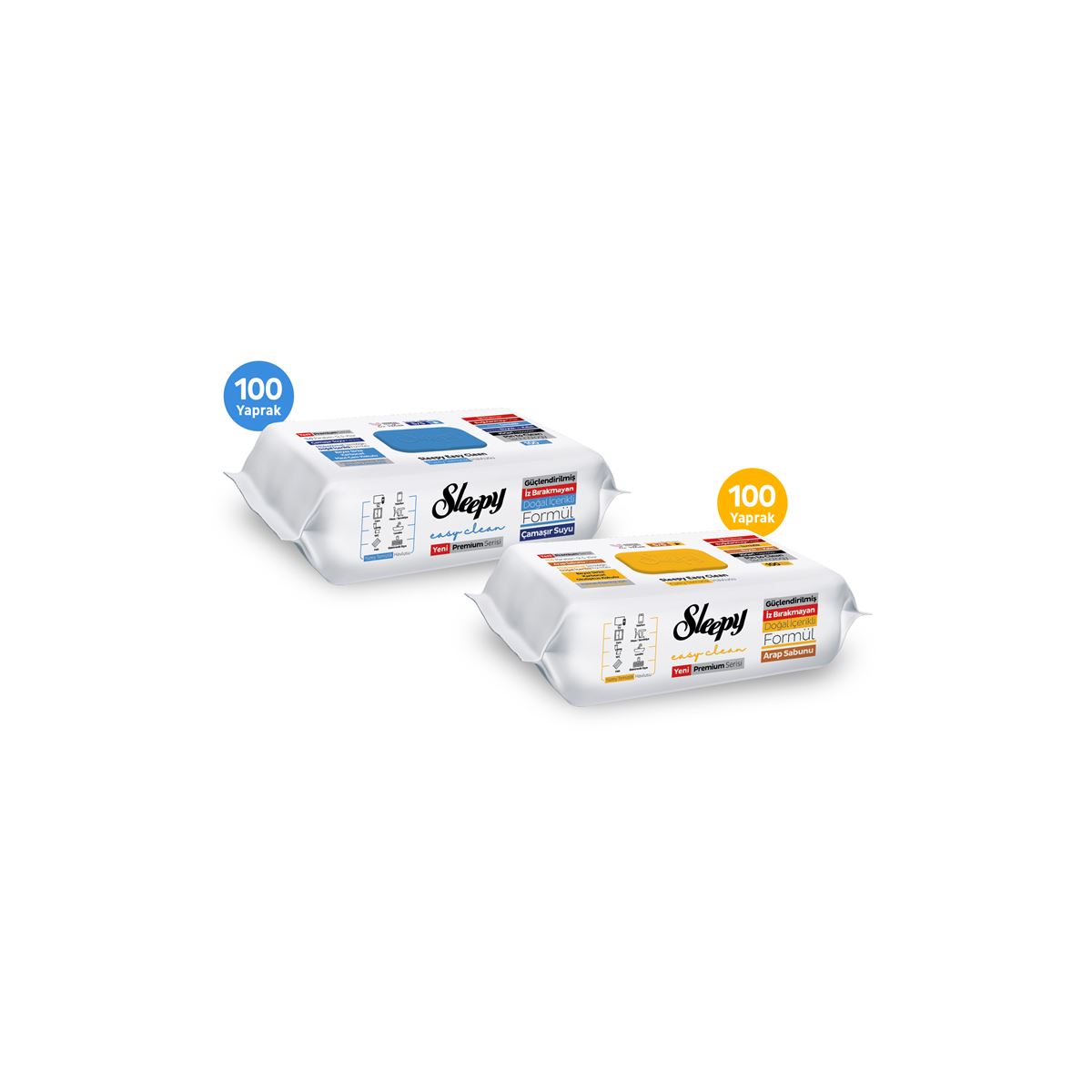 Sleepy Easy Clean Arap Sabunu + Çamaşır Suyu Katkılı Yüzey Temizlik Havlusu&Mendili (200 Yaprak)
