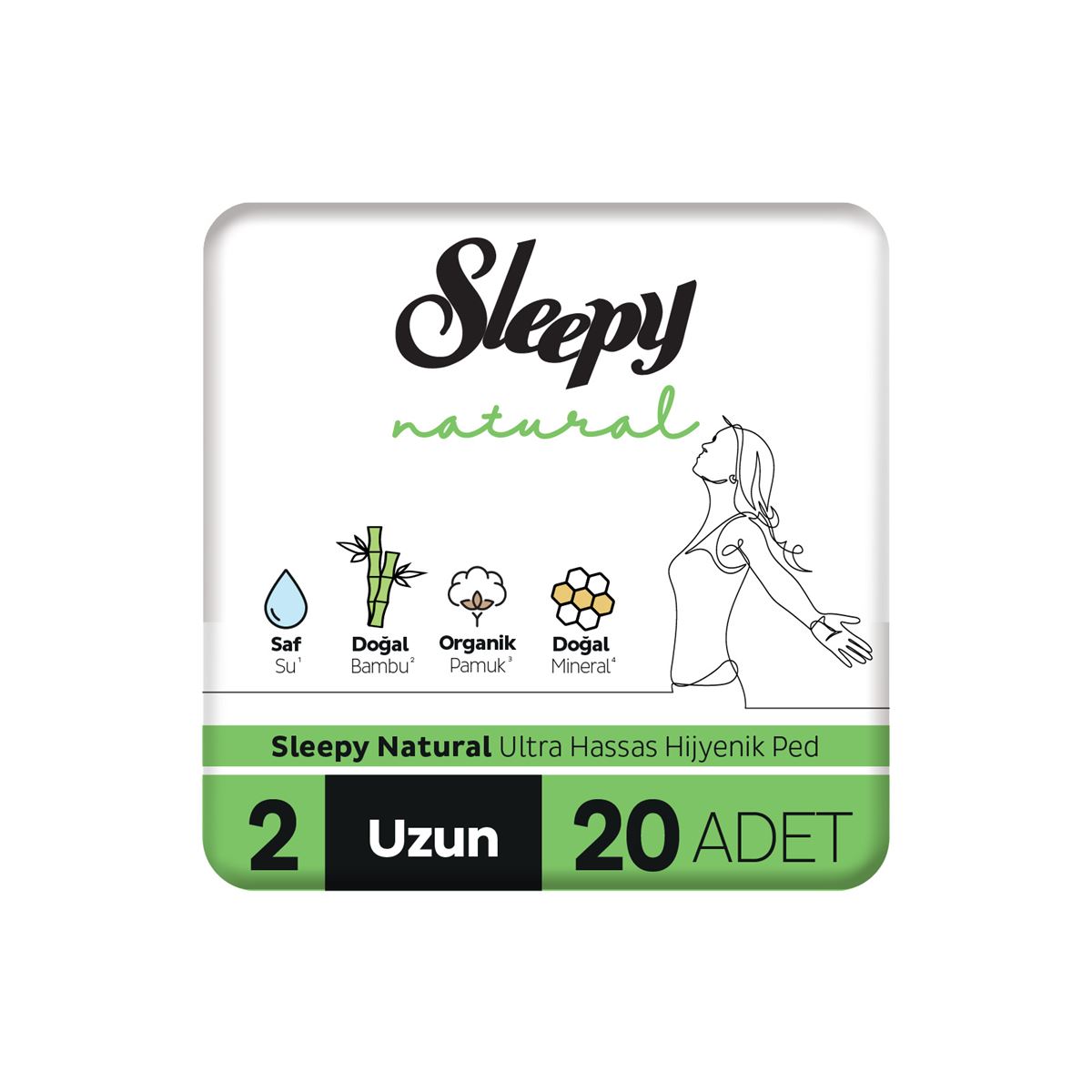 Sleepy Natural Ultra Hassas Hijyenik Ped Uzun 20 Adet Ped